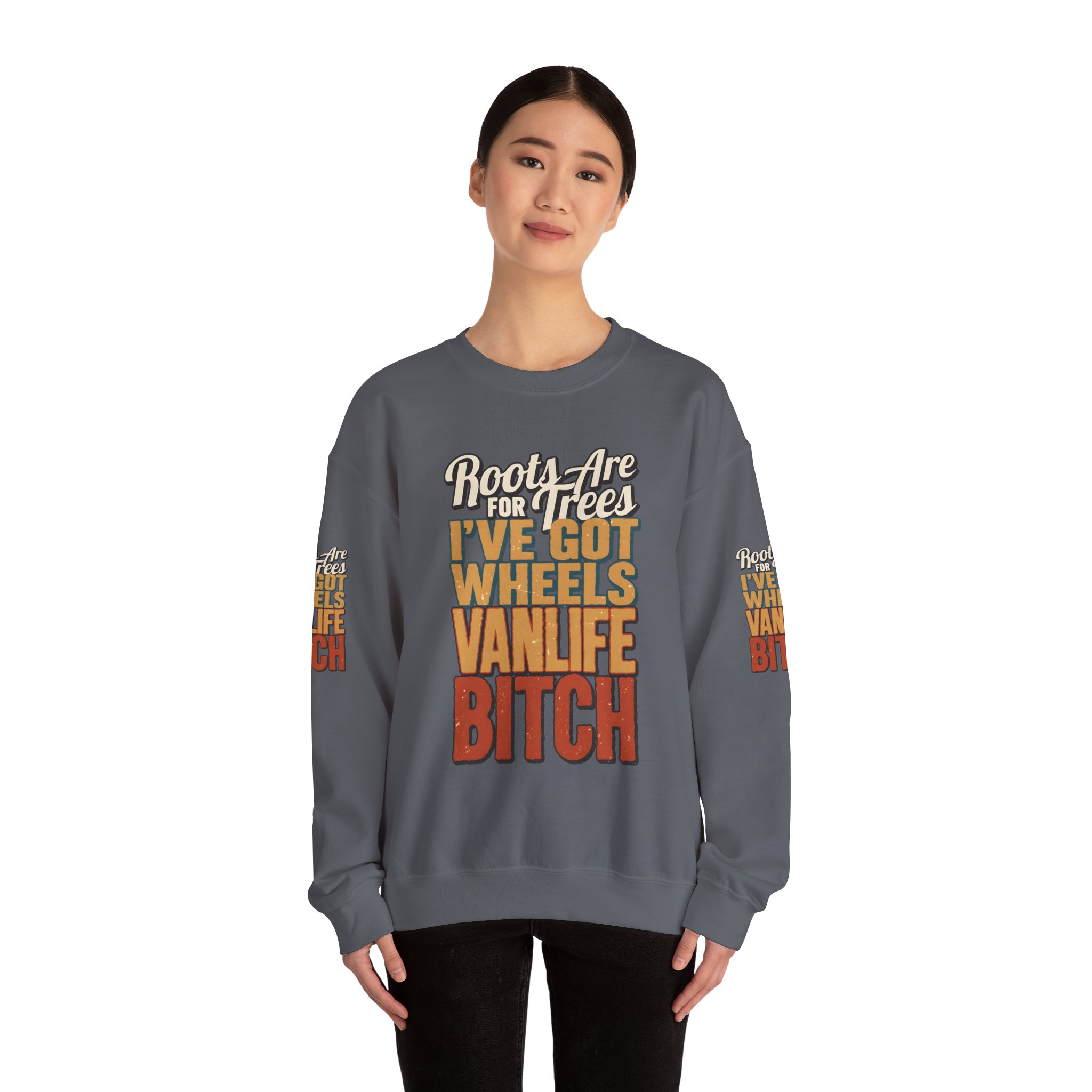 Unisex Heavy Blend™ Crewneck Sweatshirt — "Roots Are For Trees" Design F**K-Line