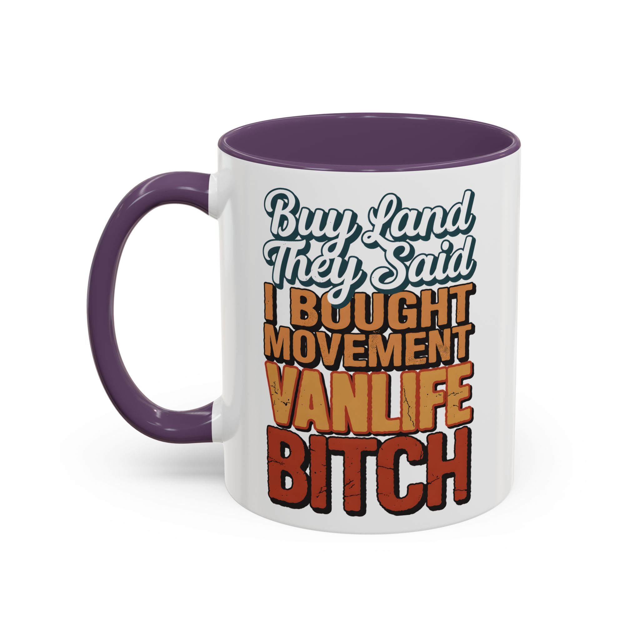 Accent Coffee Mug (11, 15oz) — "Buy Land They Said" Design F**K-Line