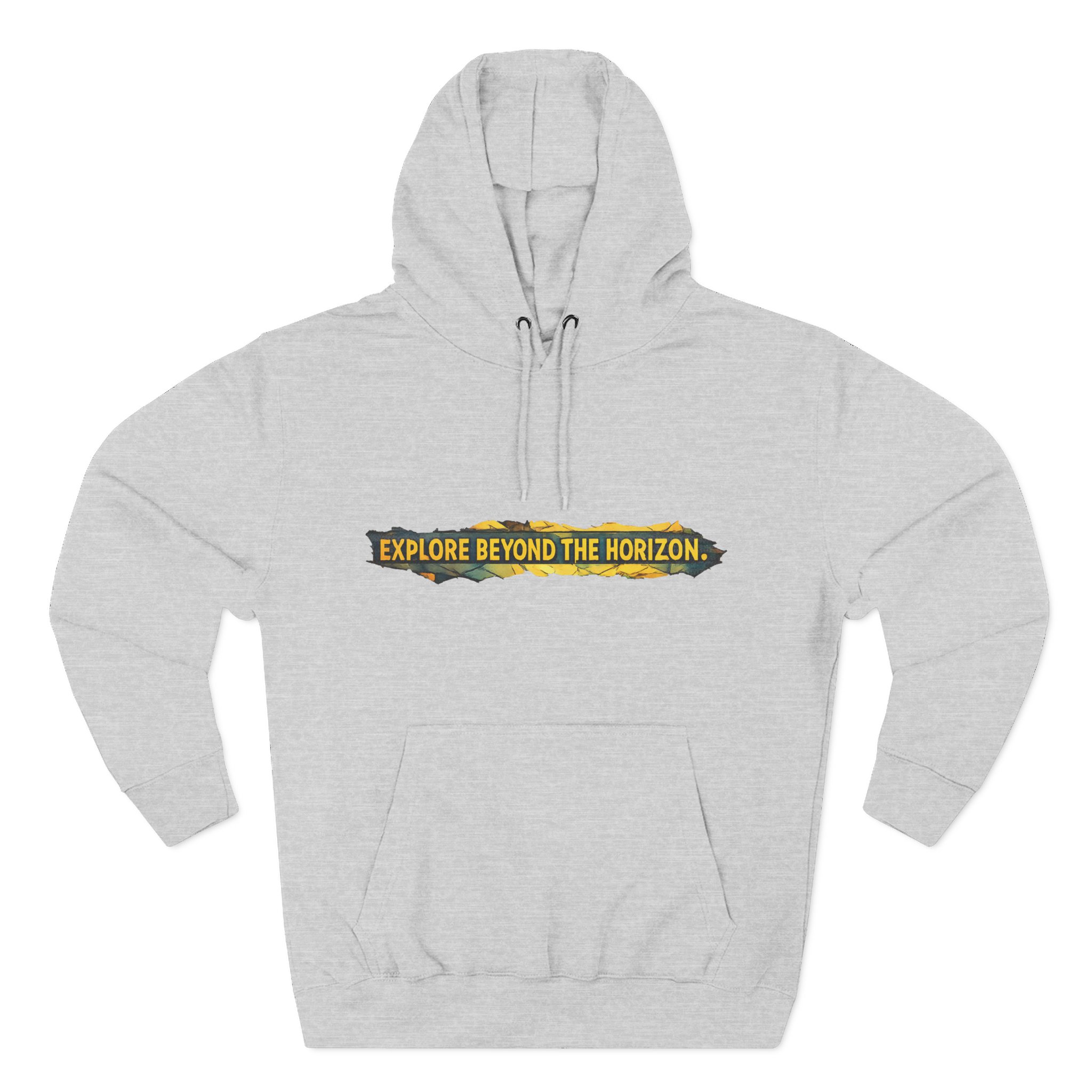 Three-Panel Fleece Hoodie - "Explore Beyond The Horizon" Design Cubic-Line