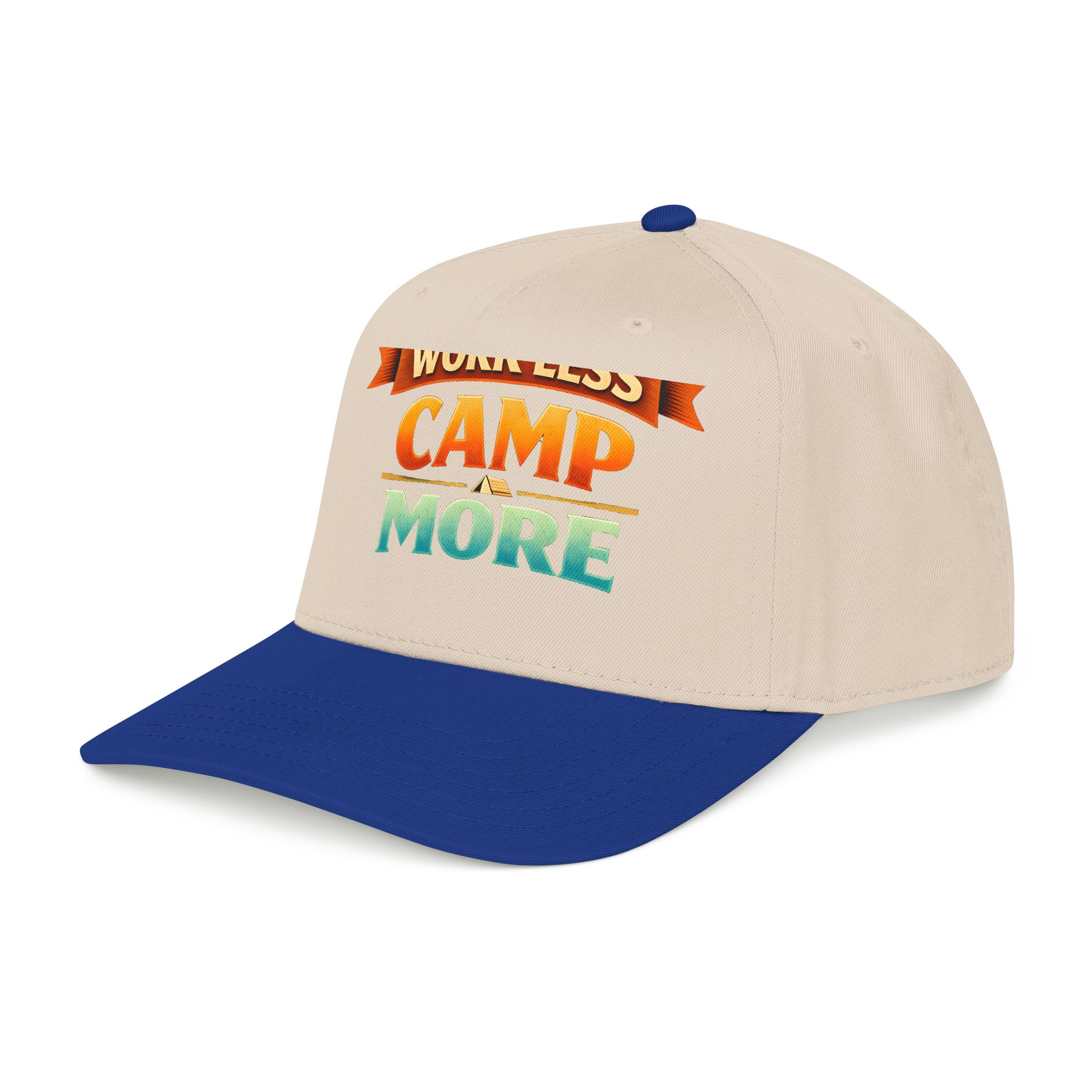 Baseball Cap - "Work Less-Camp More" Design Scenic-Line