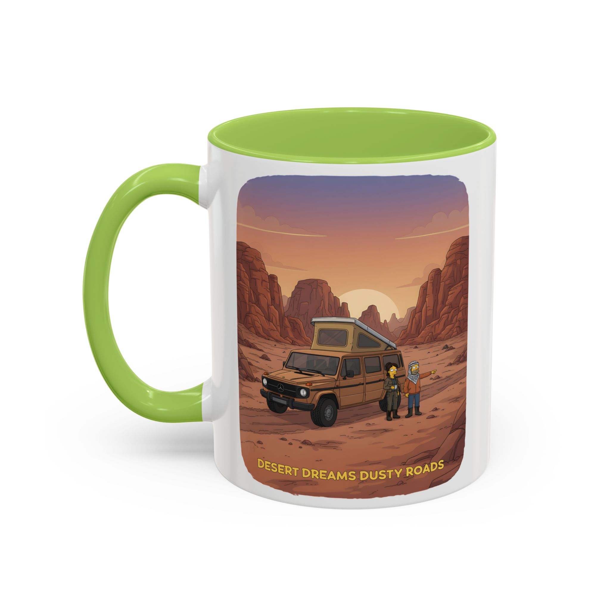 Accent Coffee Mug (11, 15oz) — "Desert Dreams Dusty Roads" Design Sitcom-Line