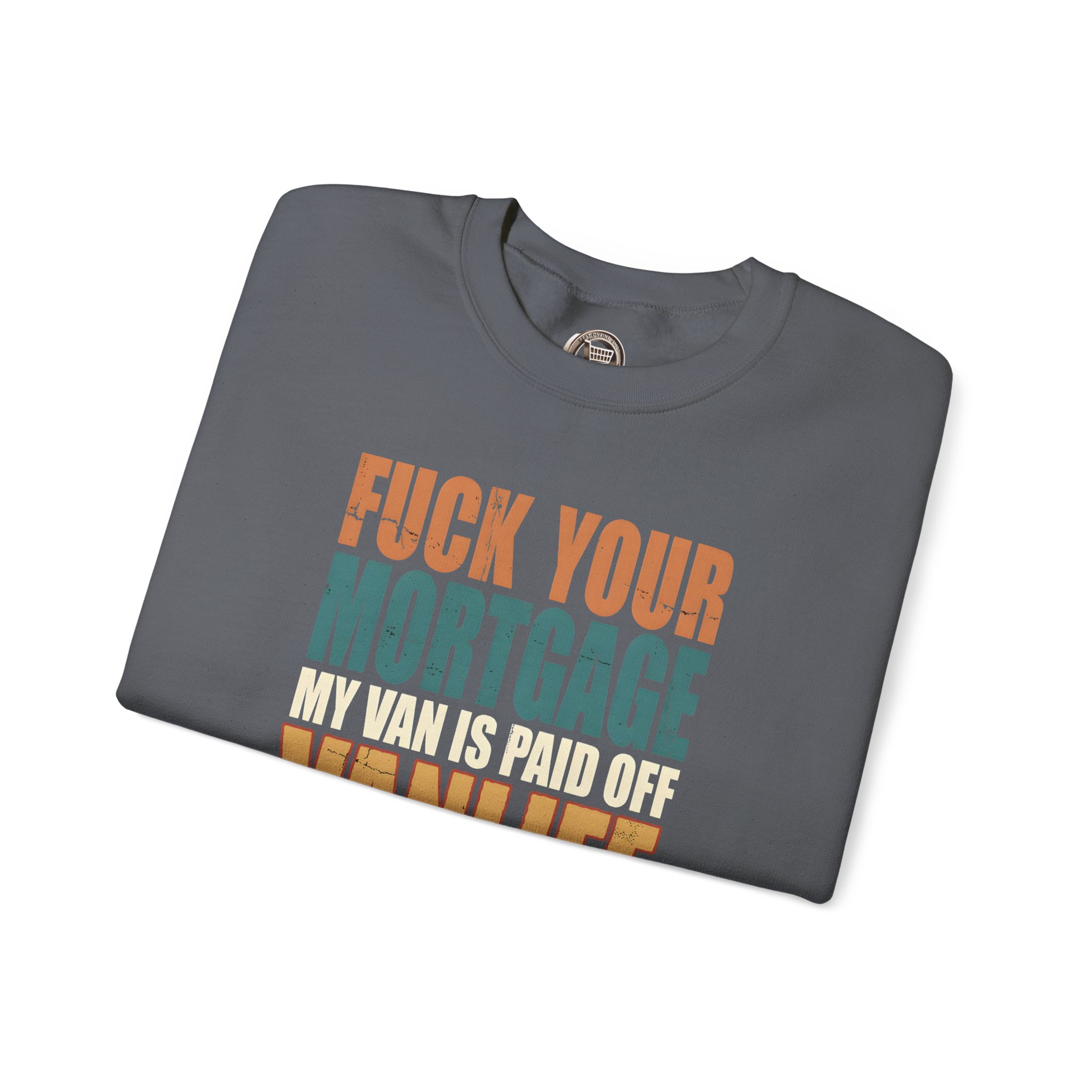 Unisex Heavy Blend™ Crewneck Sweatshirt — "Fuck Your Mortgage" Design F**K-Line