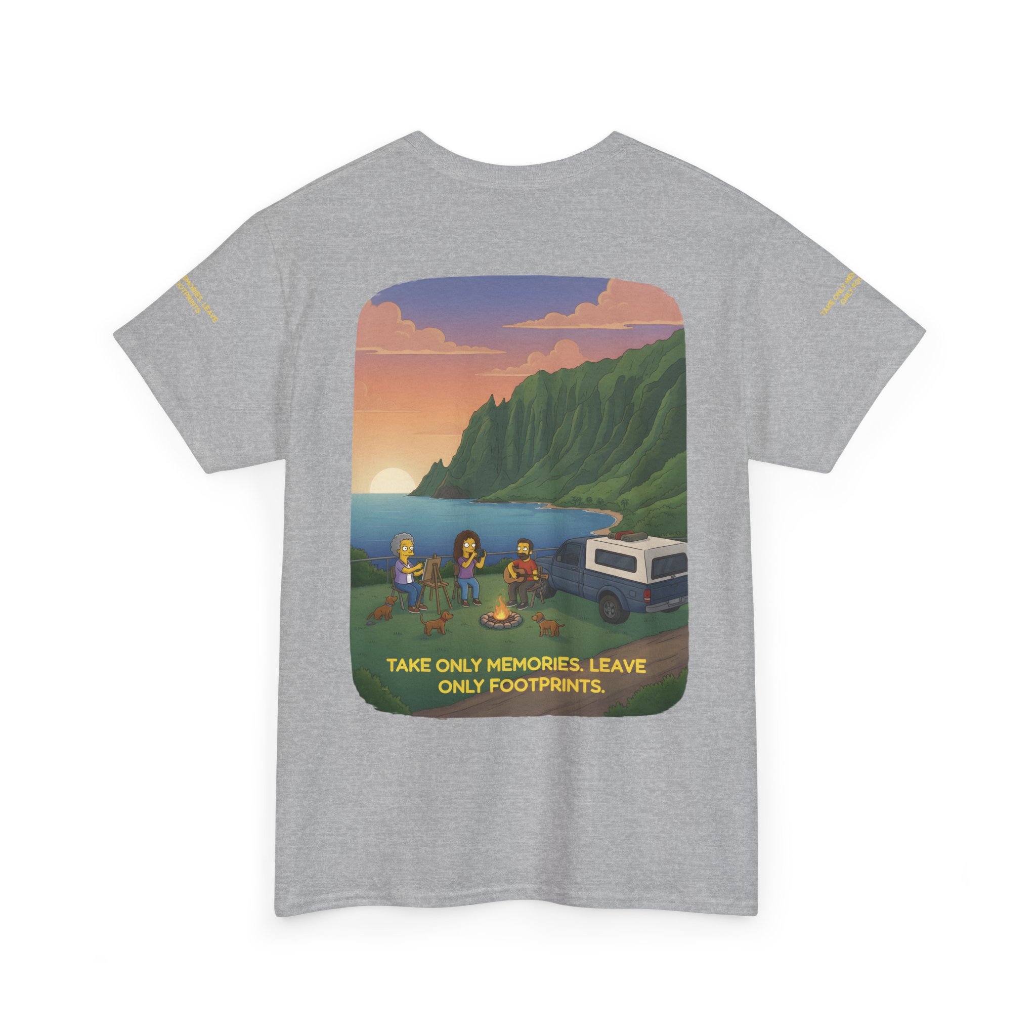 Unisex Heavy Cotton Tee — "Take Only Memories-Leave Only Footprints" Design Sitcom-Line
