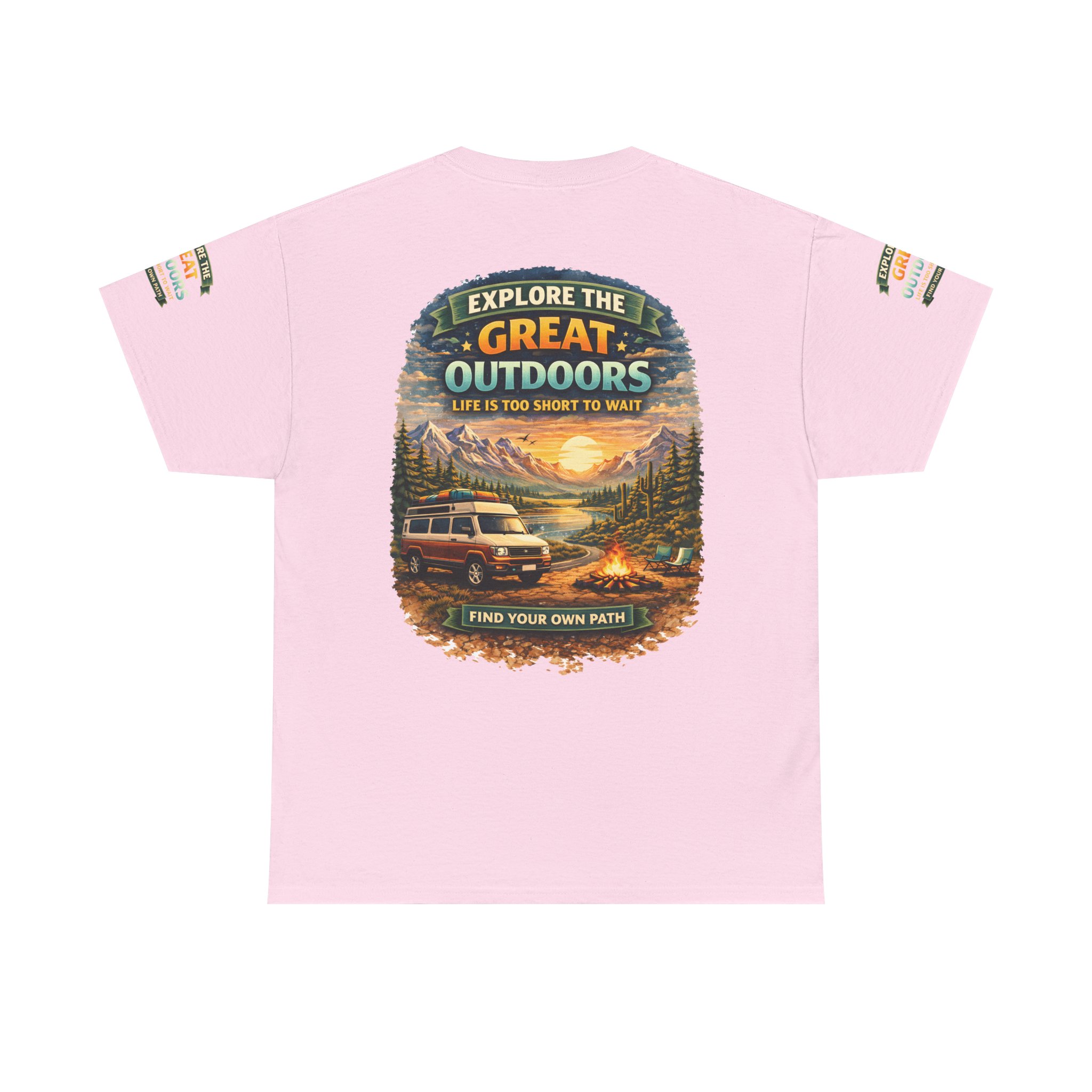 Unisex Heavy Cotton Tee — "Explore The Great Outdoors" Design Scenic-Line