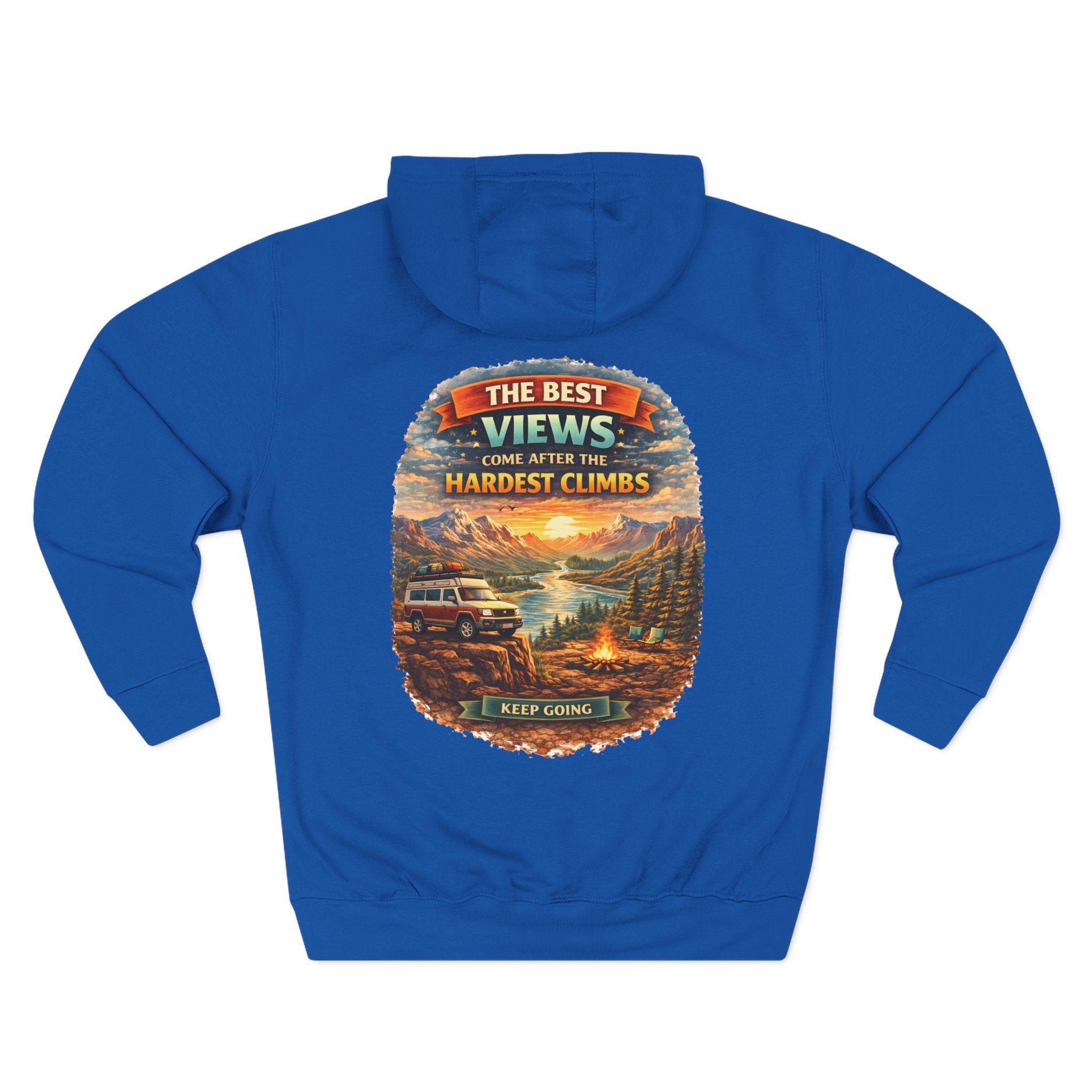 Three-Panel Fleece Hoodie - "The Best Views" Design Scenic-Line