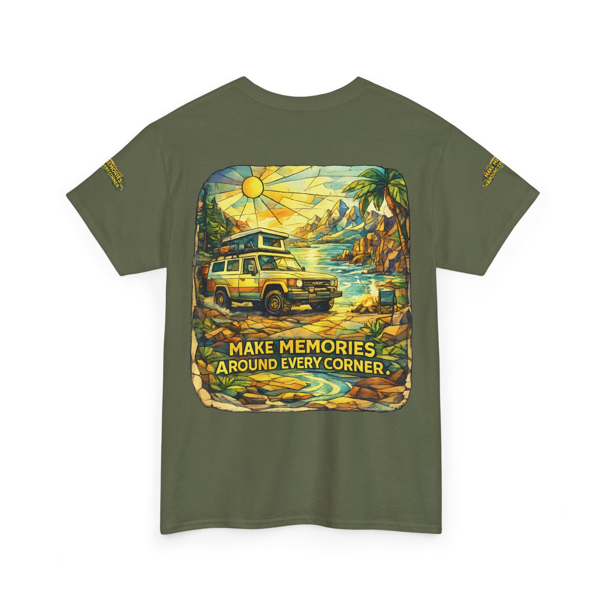 3509490868517836665_2048.jpeg Unisex Heavy Cotton Tee — "Make Memories Around Every Corner" Design Cubic-Line