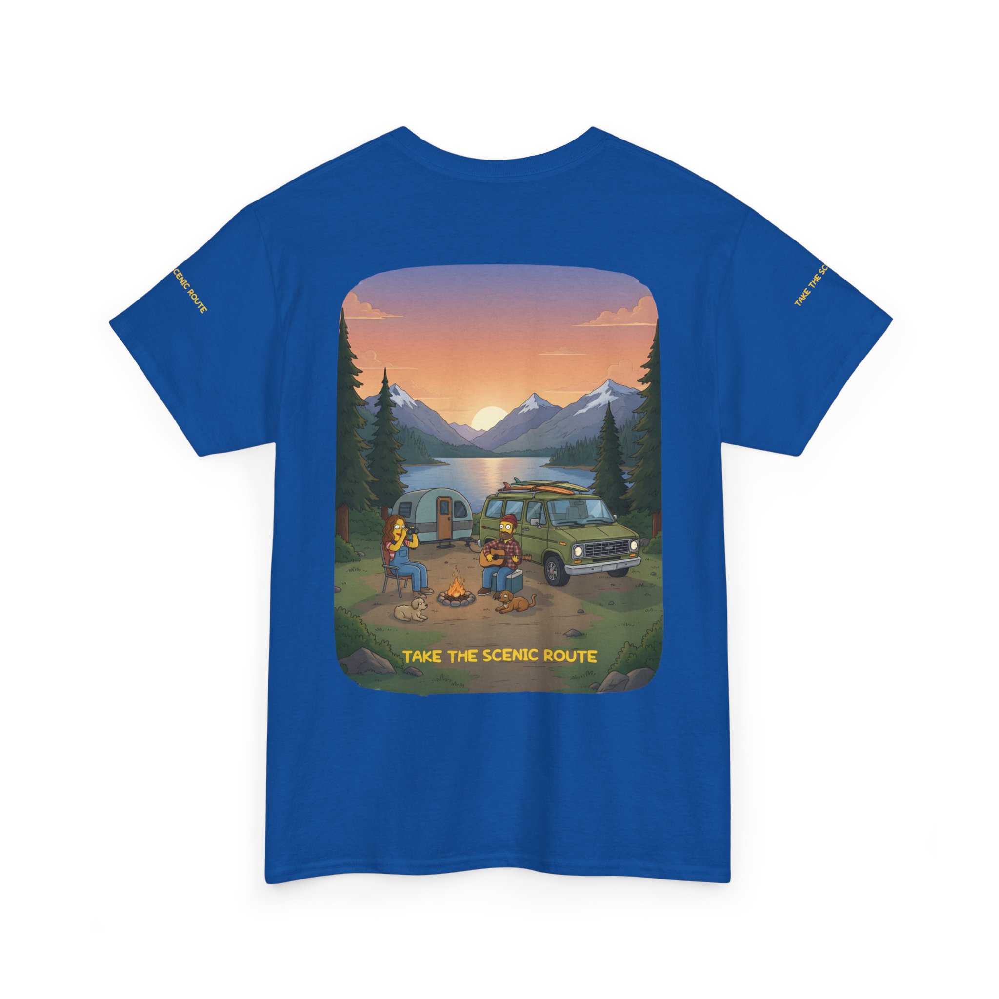 Unisex Heavy Cotton Tee — "Take The Scenic Route" Design Sitcom-Line