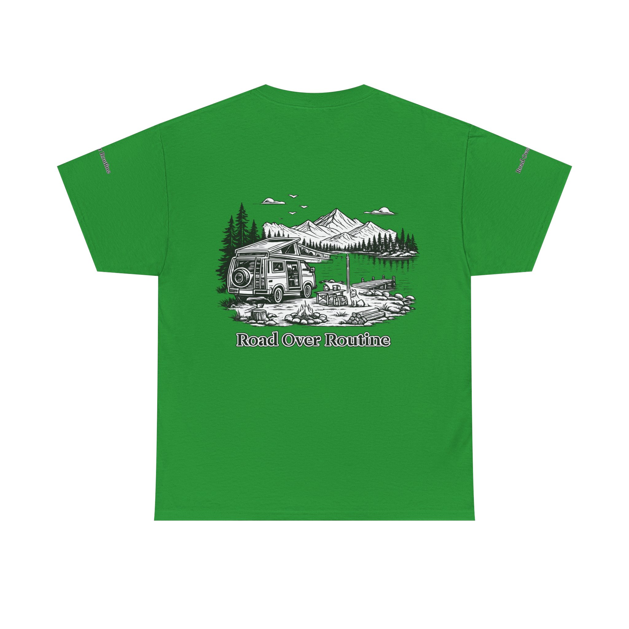 Unisex Heavy Cotton Tee — "Road Over Routine" Design Minimal-Line