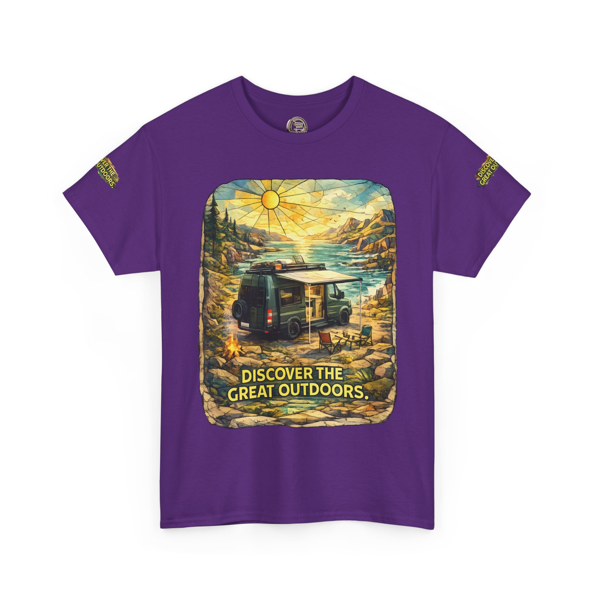 Unisex Heavy Cotton Tee — "Discover The Great Outdoors" Design Cubic-Line