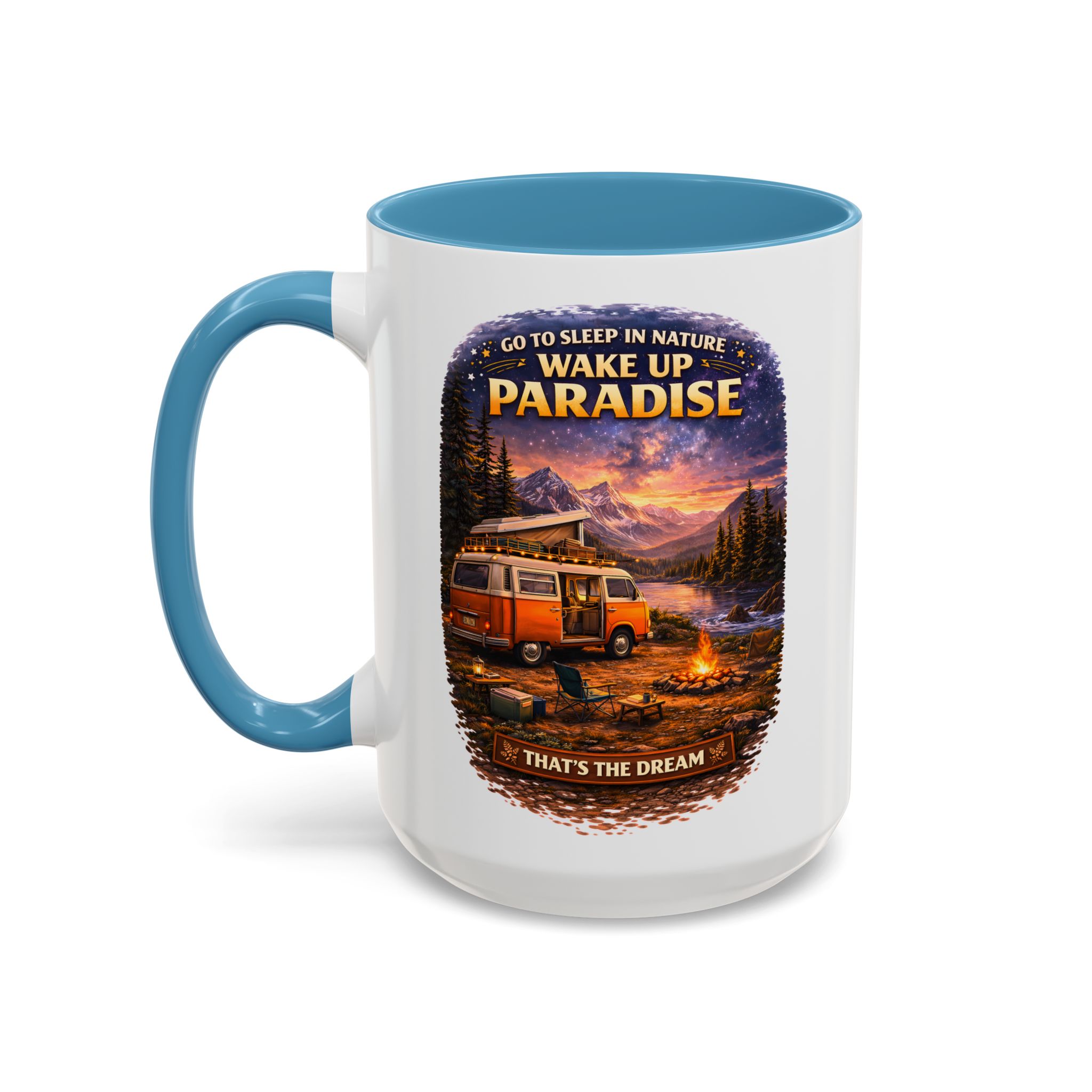 Accent Coffee Mug (11, 15oz) — "Go to Sleep in Nature" Design Scenic-Line