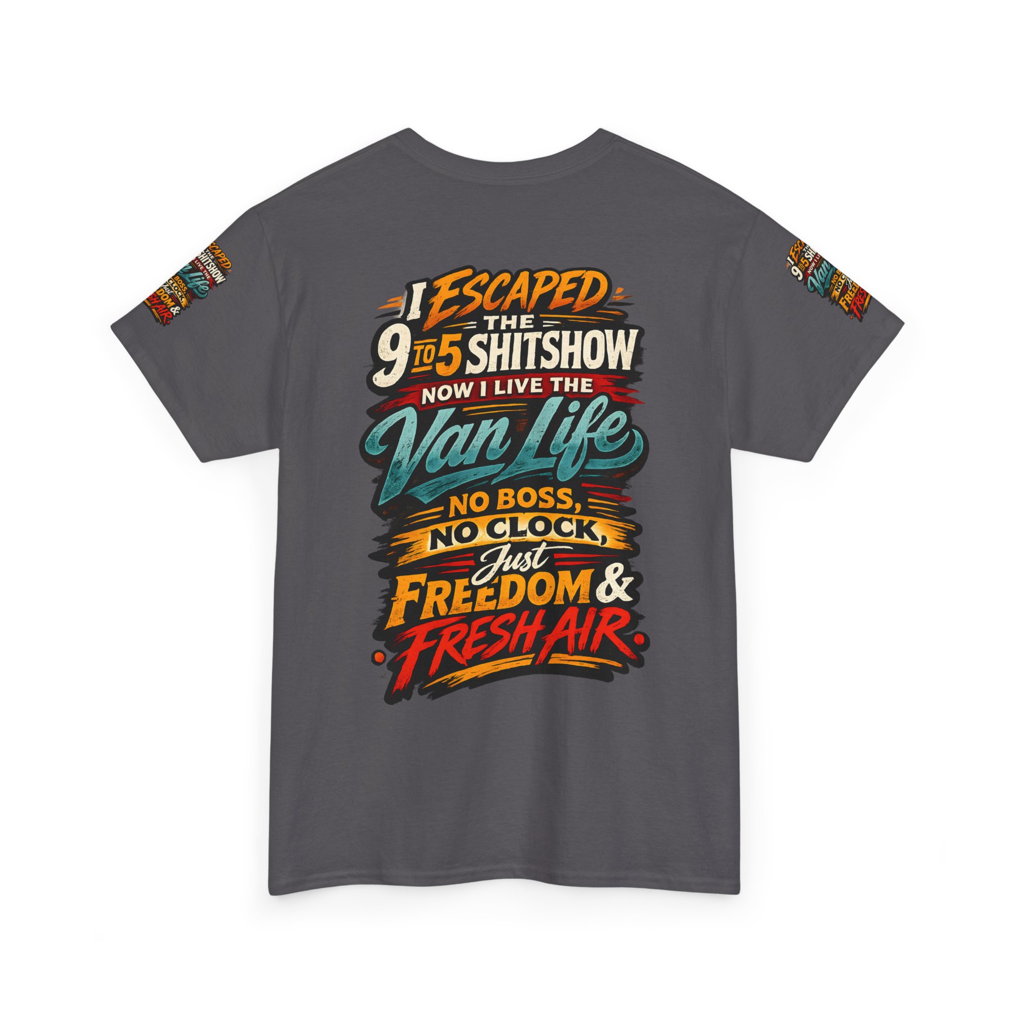 Unisex Heavy Cotton Tee — "I Escaped The 9 To 5" Design F**K-Line