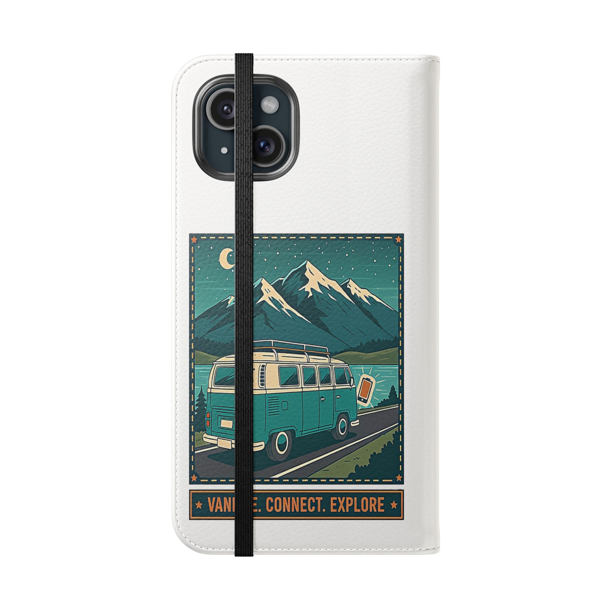 Flip Phone Case — “WiFi Where the Roam Is” Vanlife Wallet Case