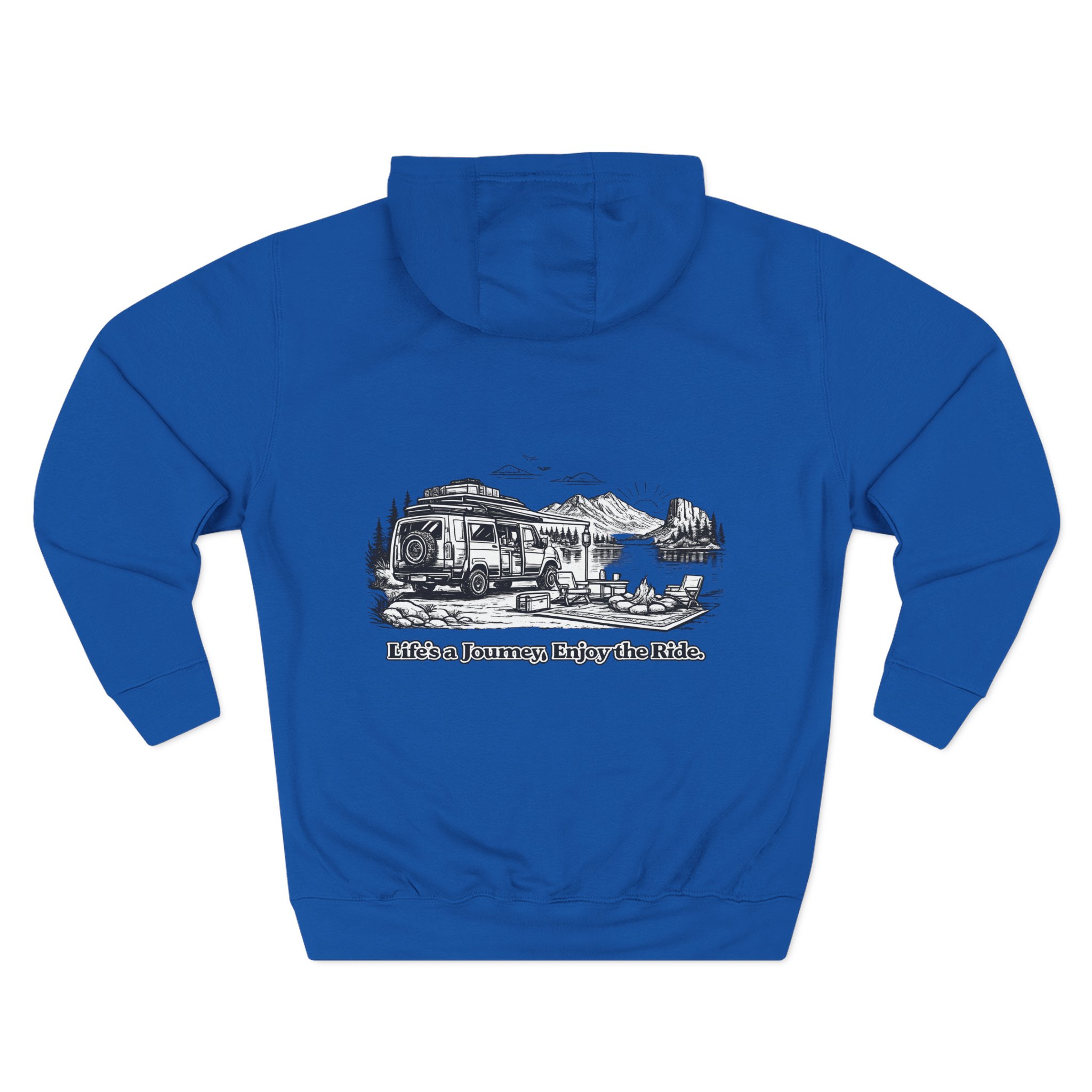 3521624618060185163_2048.jpeg Three-Panel Fleece Hoodie - "Lifes A Journey,Enjoy The Ride" Design Minimal-Line