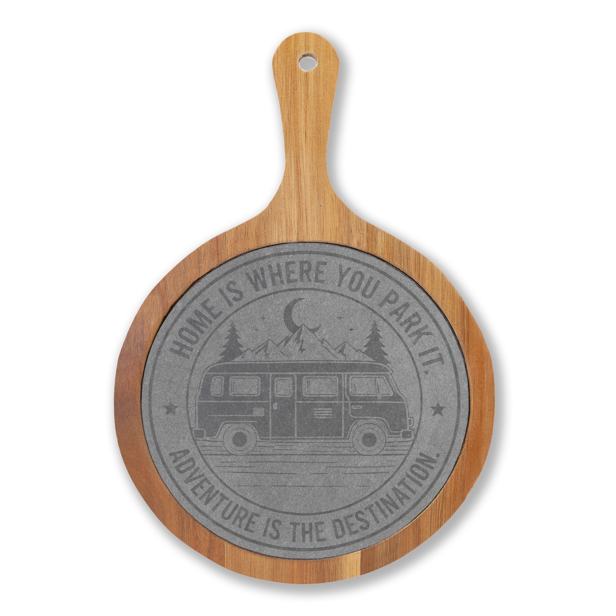 Engraved Charcuterie Board - "Home Is Where You Park It-Adventure is the destination" (4 Variants Available)