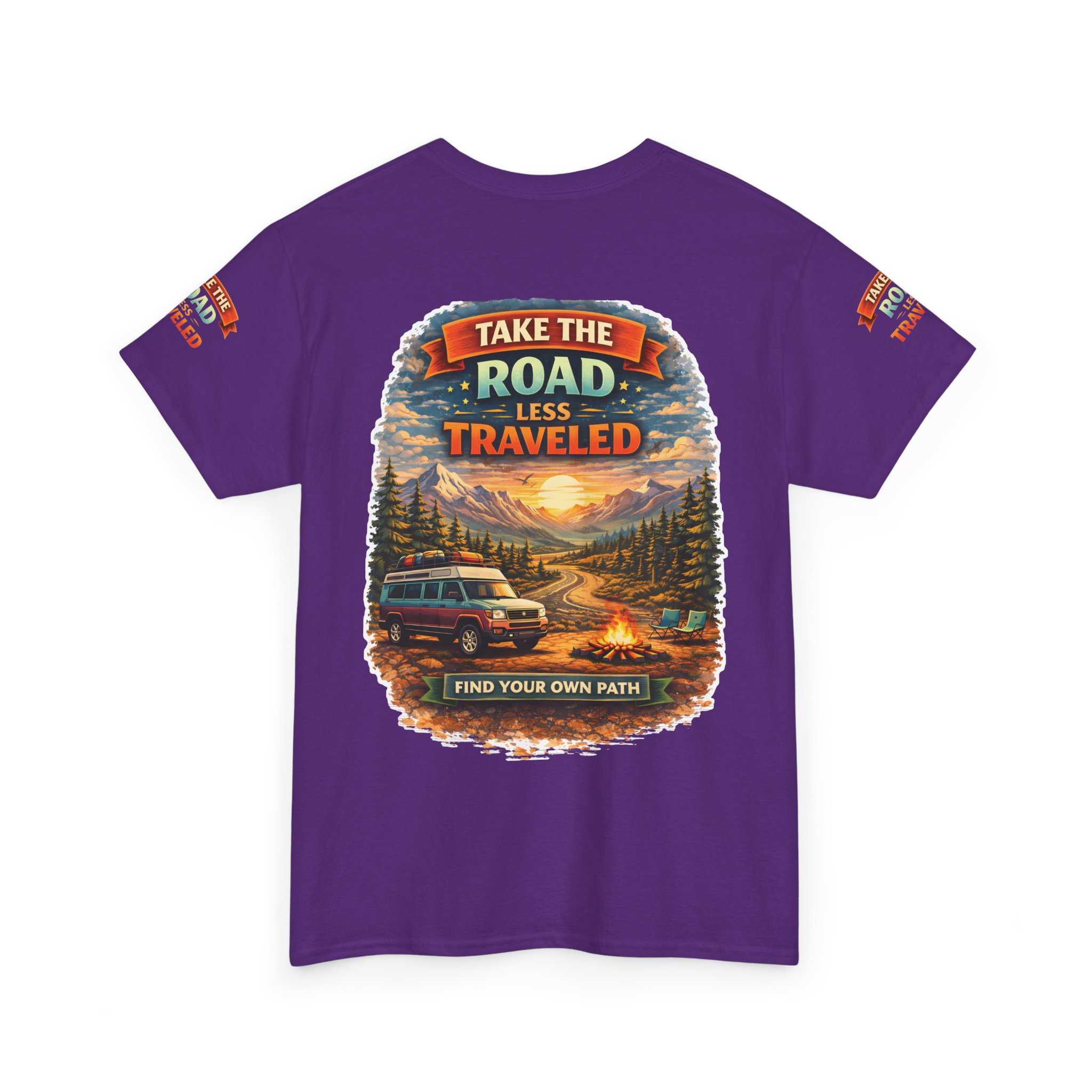 Unisex Heavy Cotton Tee — "Take The Road Less Traveled" Design Scenic-Line
