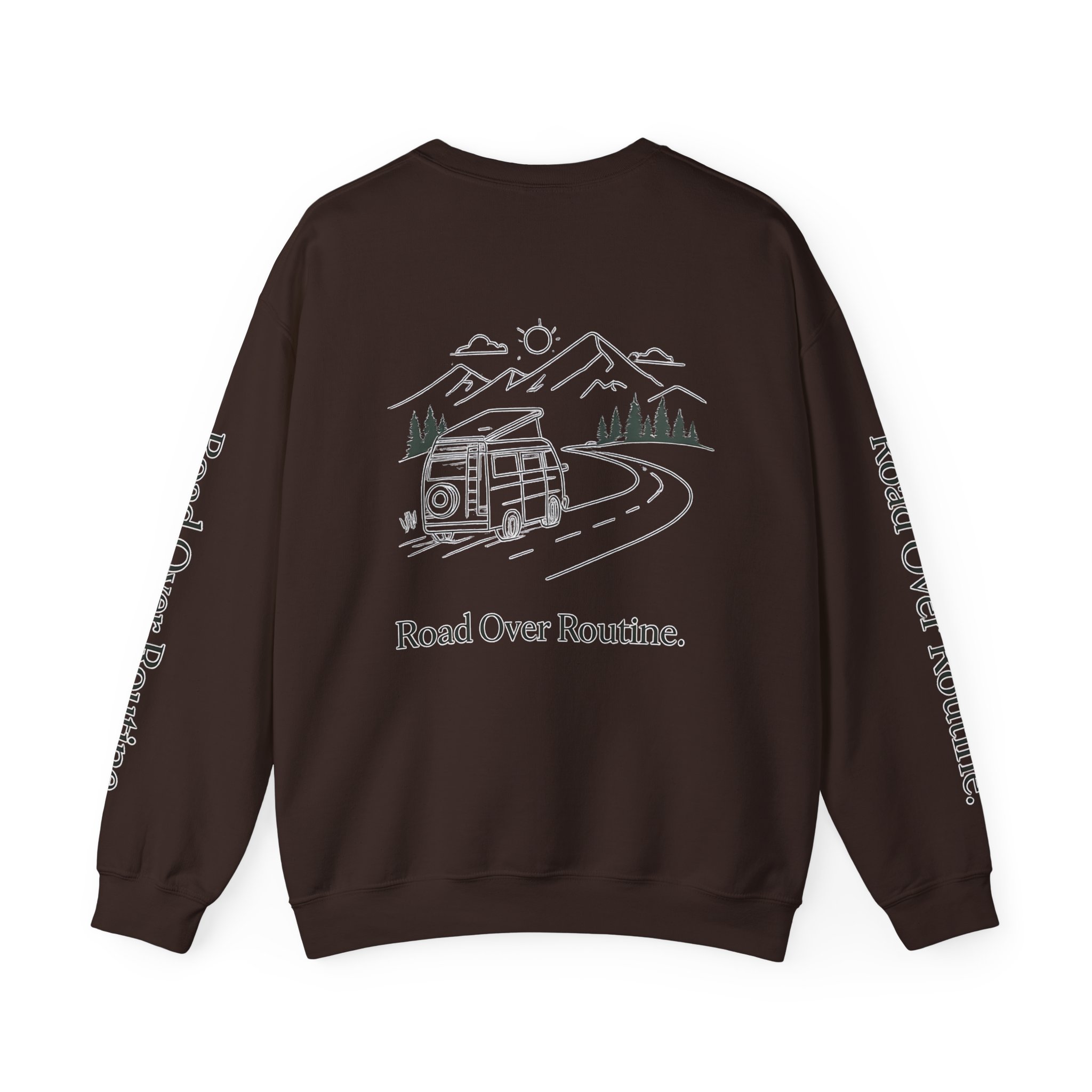 Unisex Heavy Blend™ Crewneck Sweatshirt — "Road Over Routine" Design Minimal-Line