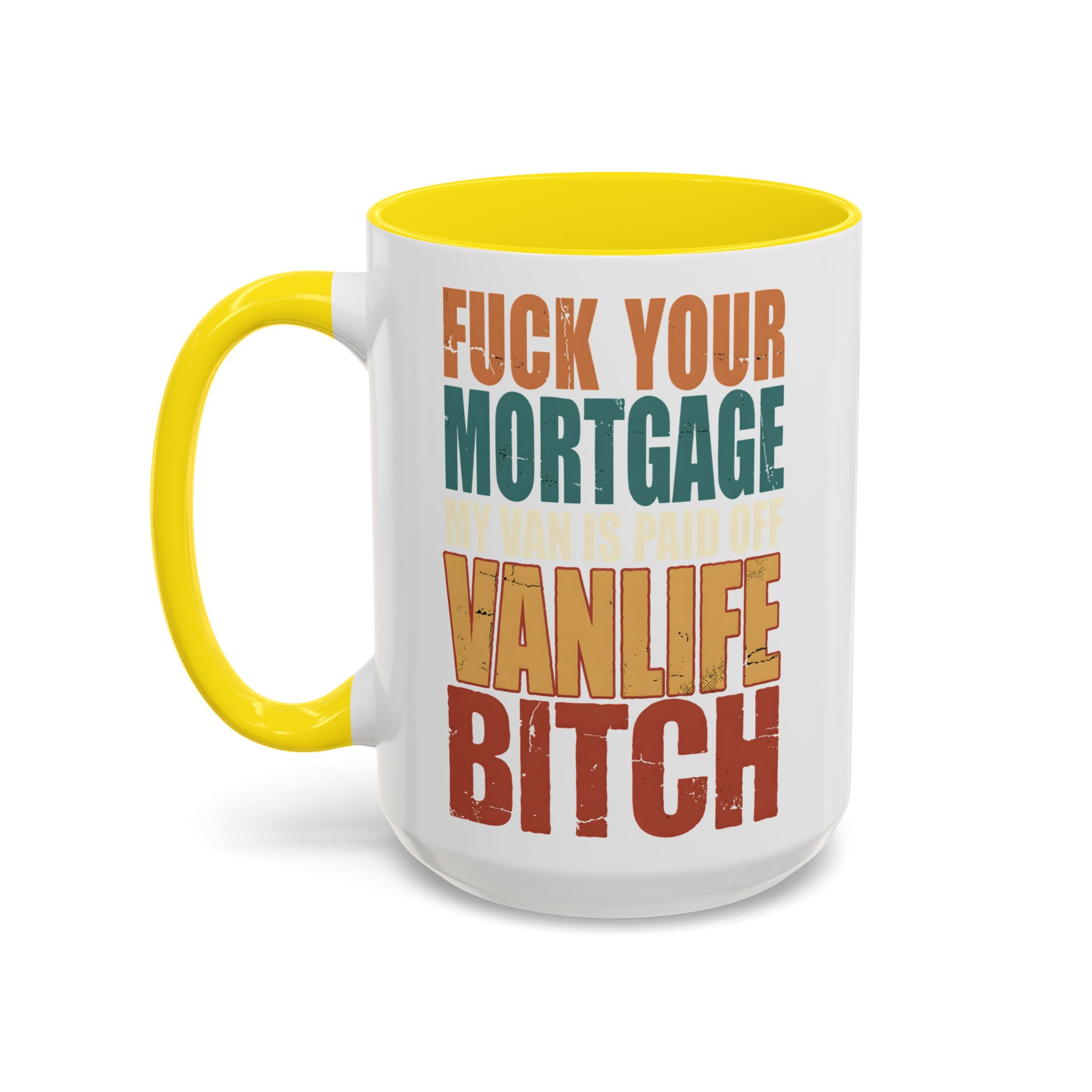Accent Coffee Mug (11, 15oz) — "Fuck Your Mortgage" Design F**K-Line