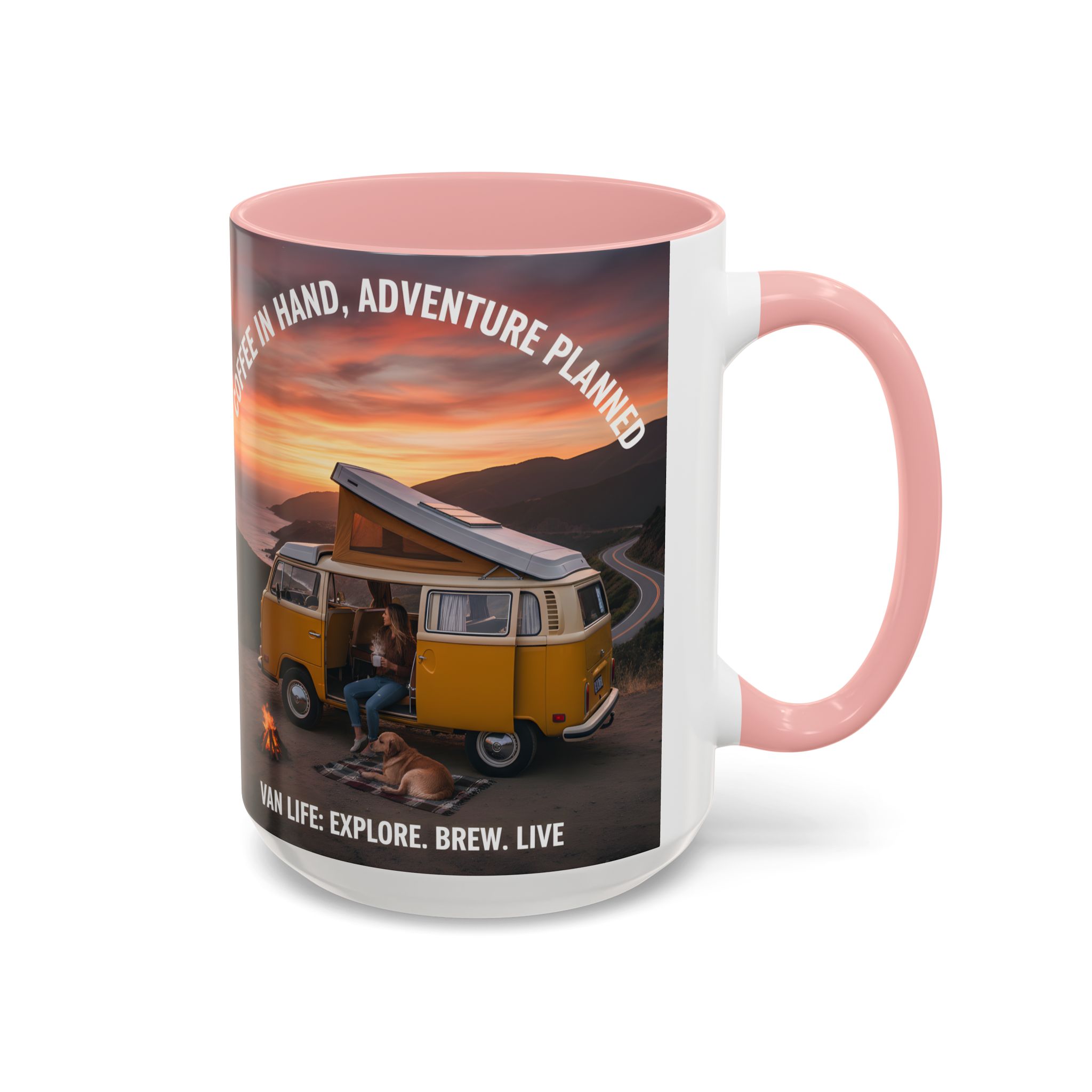 Accent Coffee Mug (11, 15oz) - "Coffee in Hand, Adventure Planned"