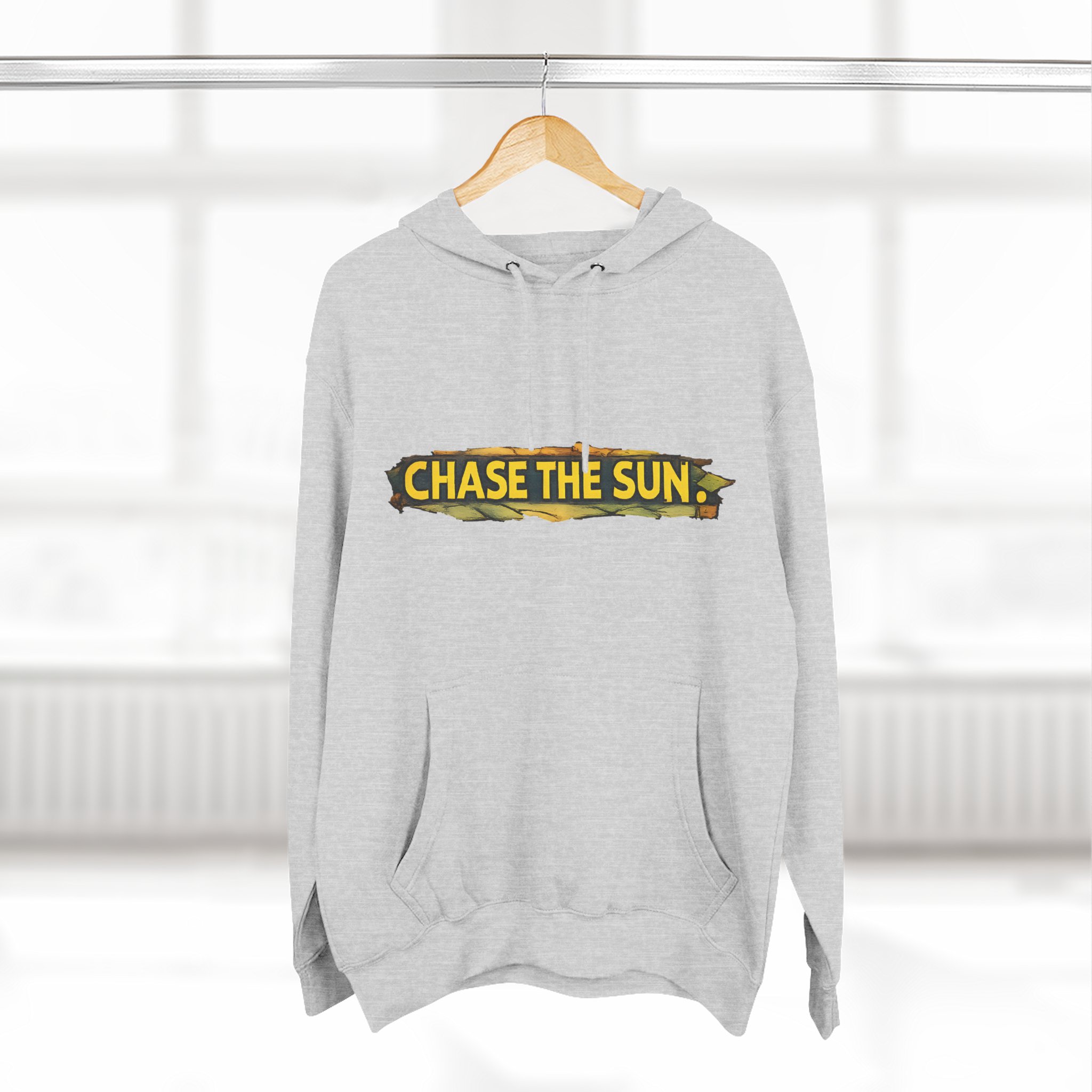 Three-Panel Fleece Hoodie - "Chase The Sun" Design Cubic-Line