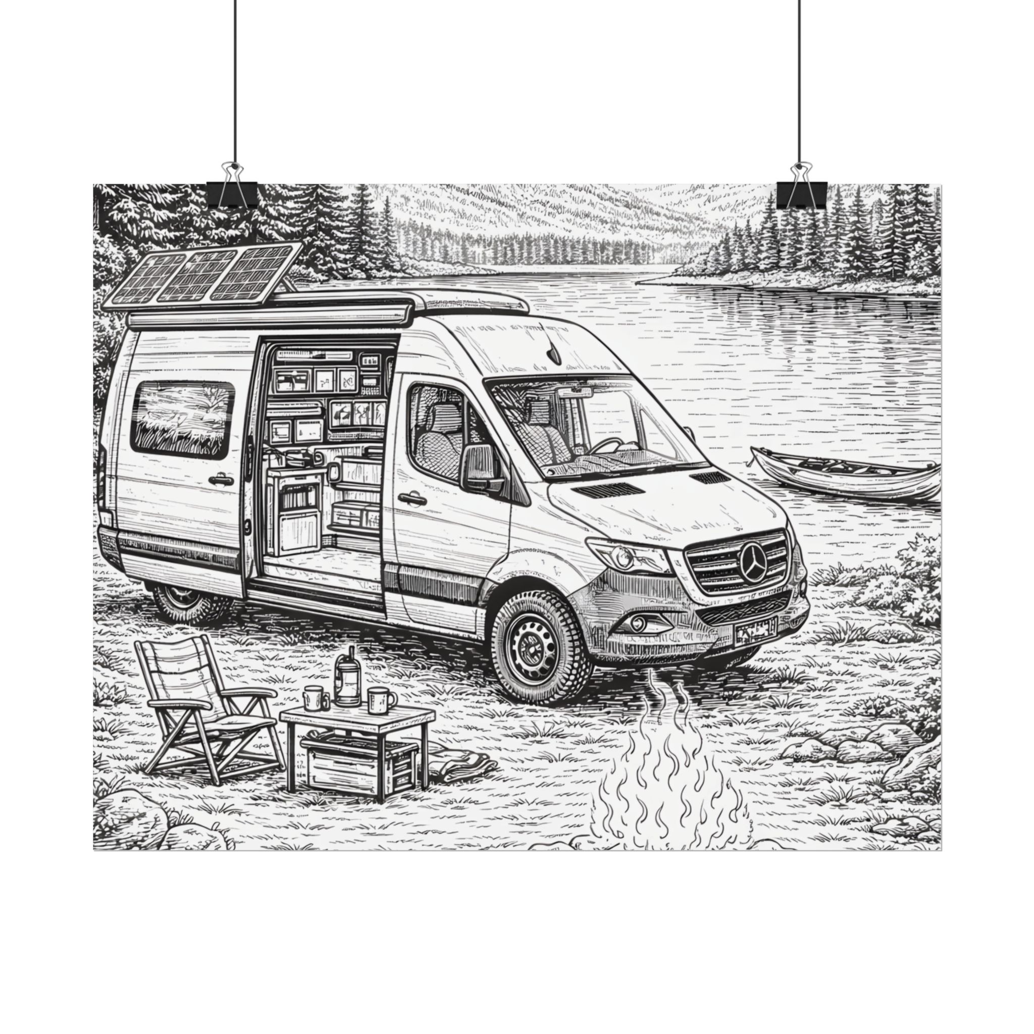 Campervan Poster — Vintage RV Camping Landscape Wall Art