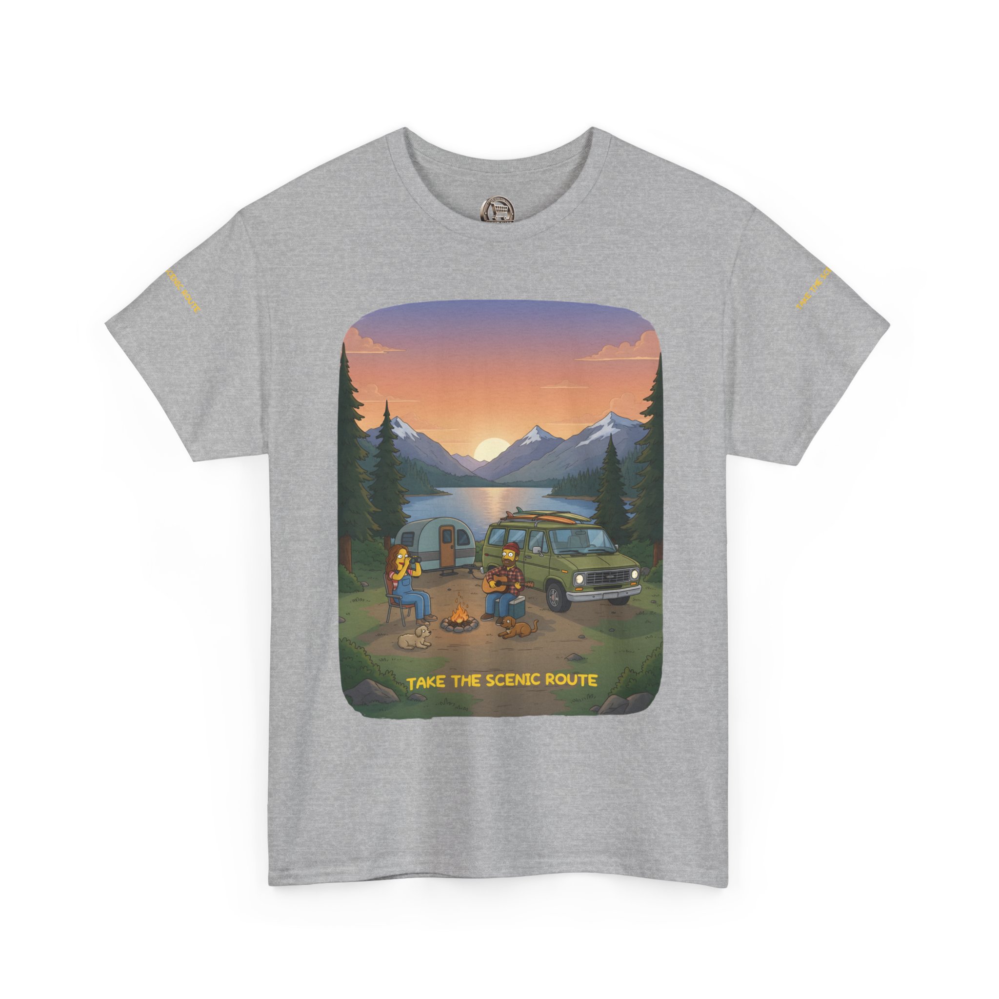 Unisex Heavy Cotton Tee — "Take The Scenic Route" Design Sitcom-Line