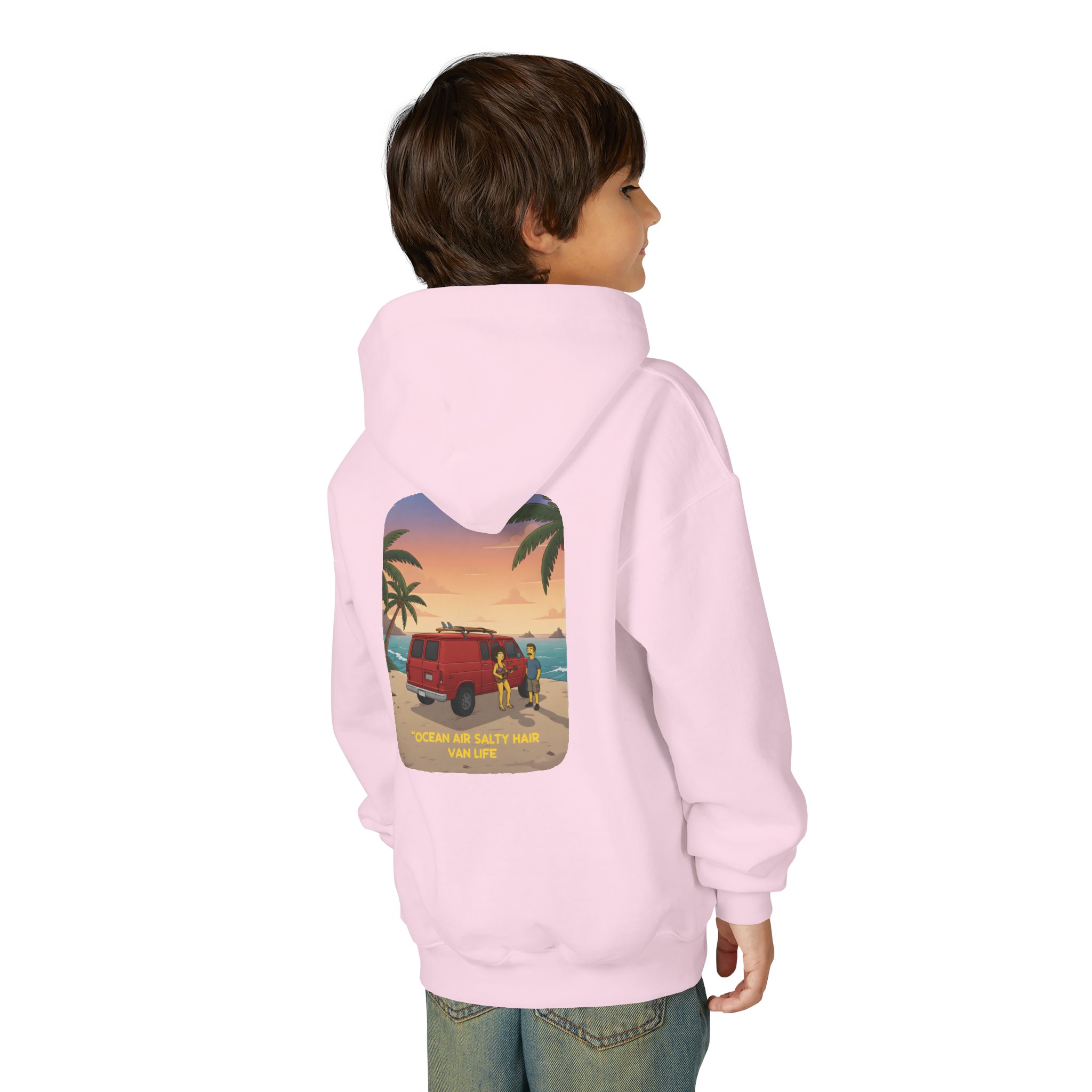3544459460621702021_2048.jpeg Youth Hoodie(Gildan) – "Ocean Air Salty Hair Van Life" (Design Sitcom-Line)