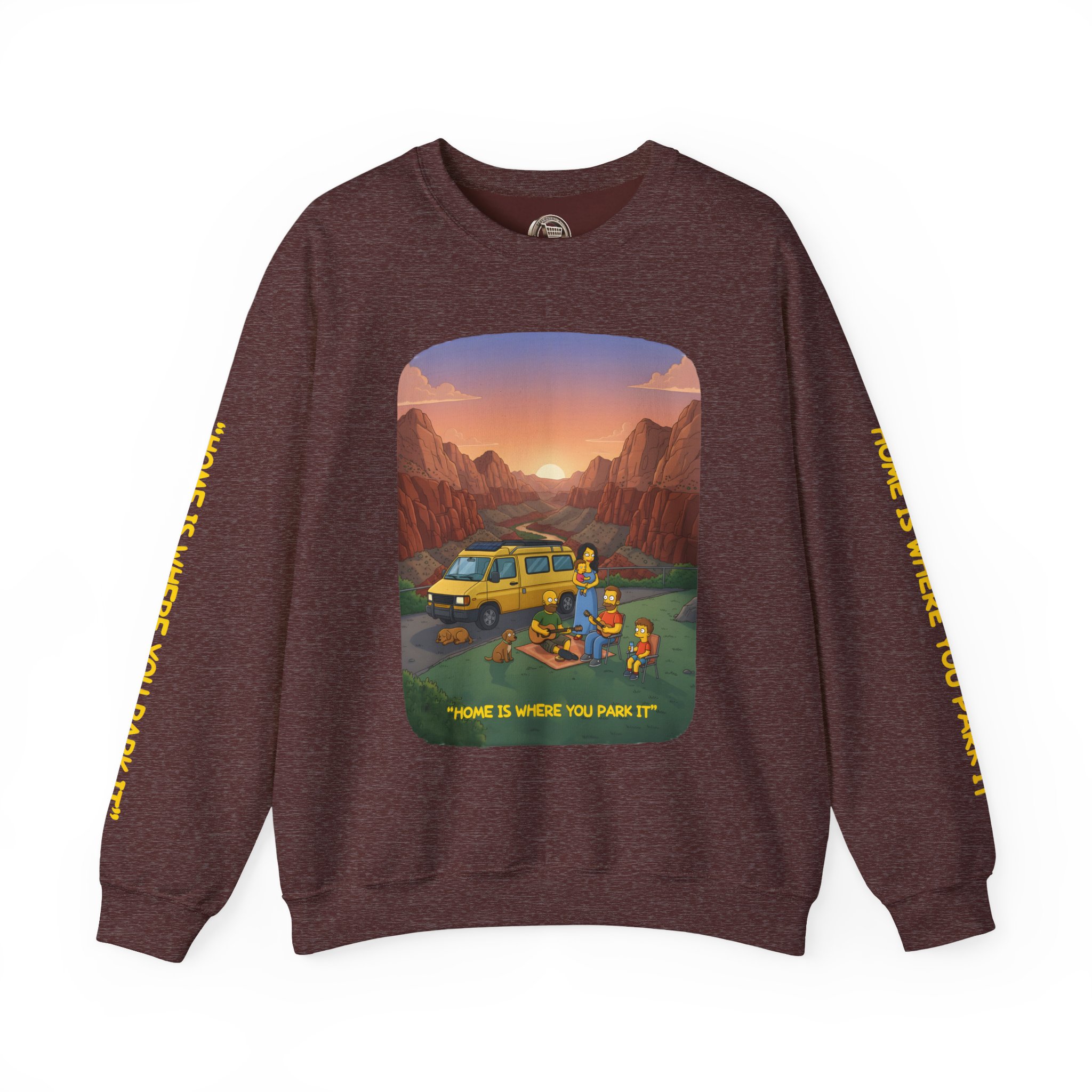Unisex Heavy Blend™ Crewneck Sweatshirt — "Home Is Where You Park It" Design Sitcom-Line