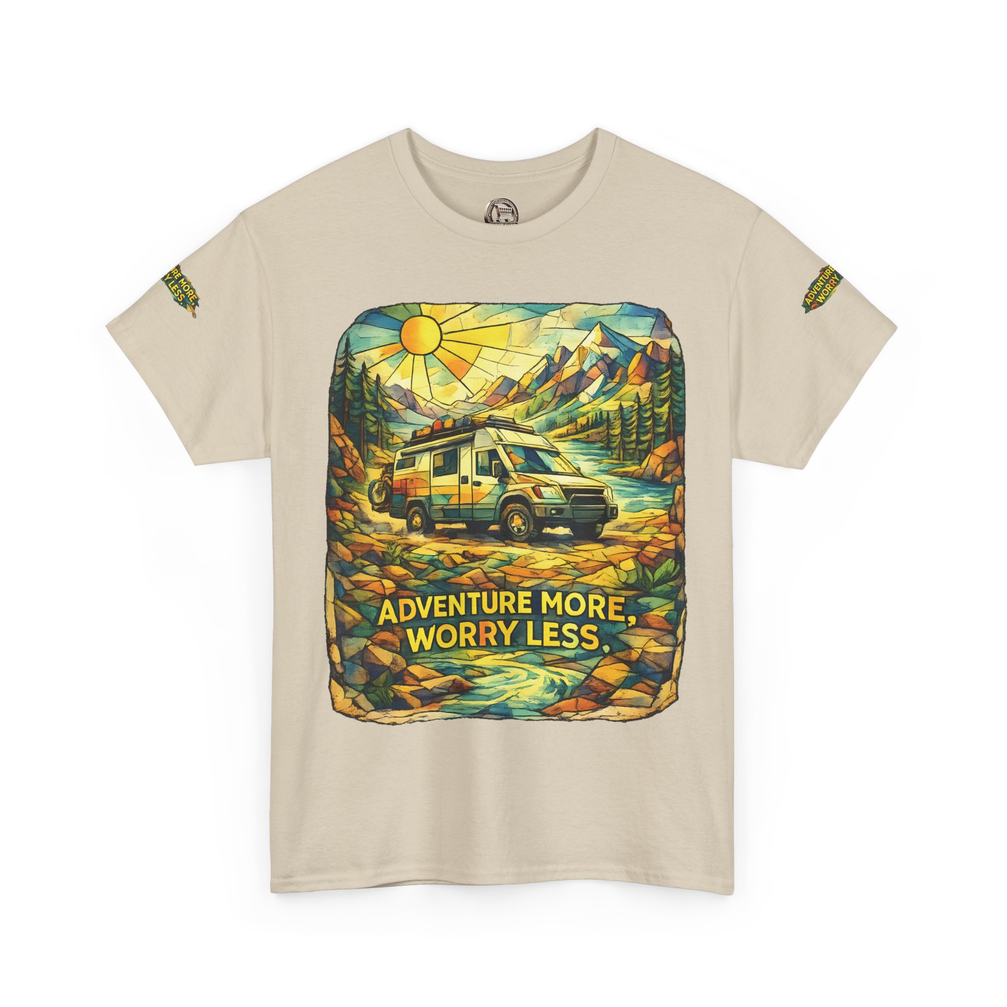 3547179392607163649_2048.jpeg Unisex Heavy Cotton Tee — "Adventure More Worry Less" Design Cubic-Line