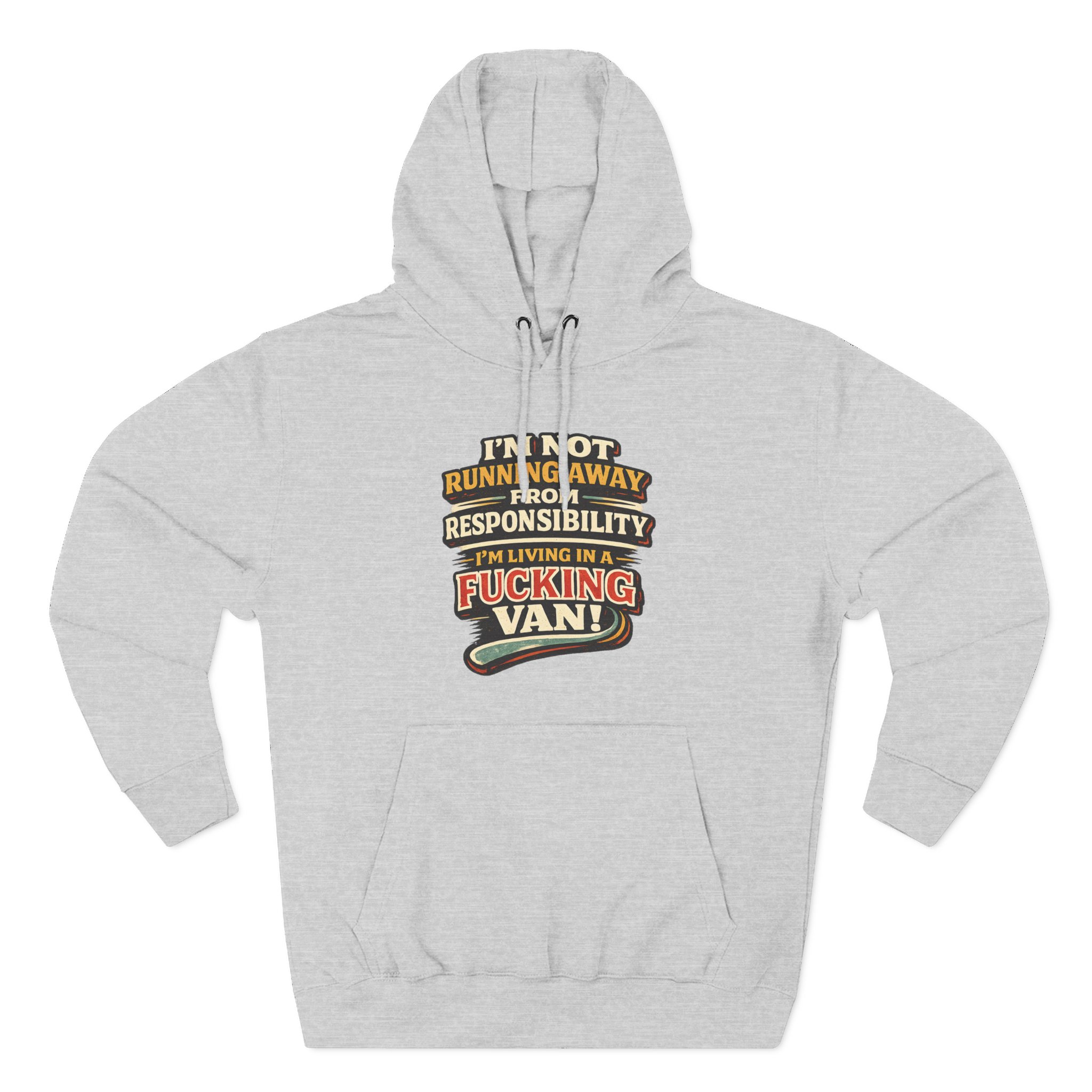 Three-Panel Fleece Hoodie - "I`m Not running Away" Design F**K-Line