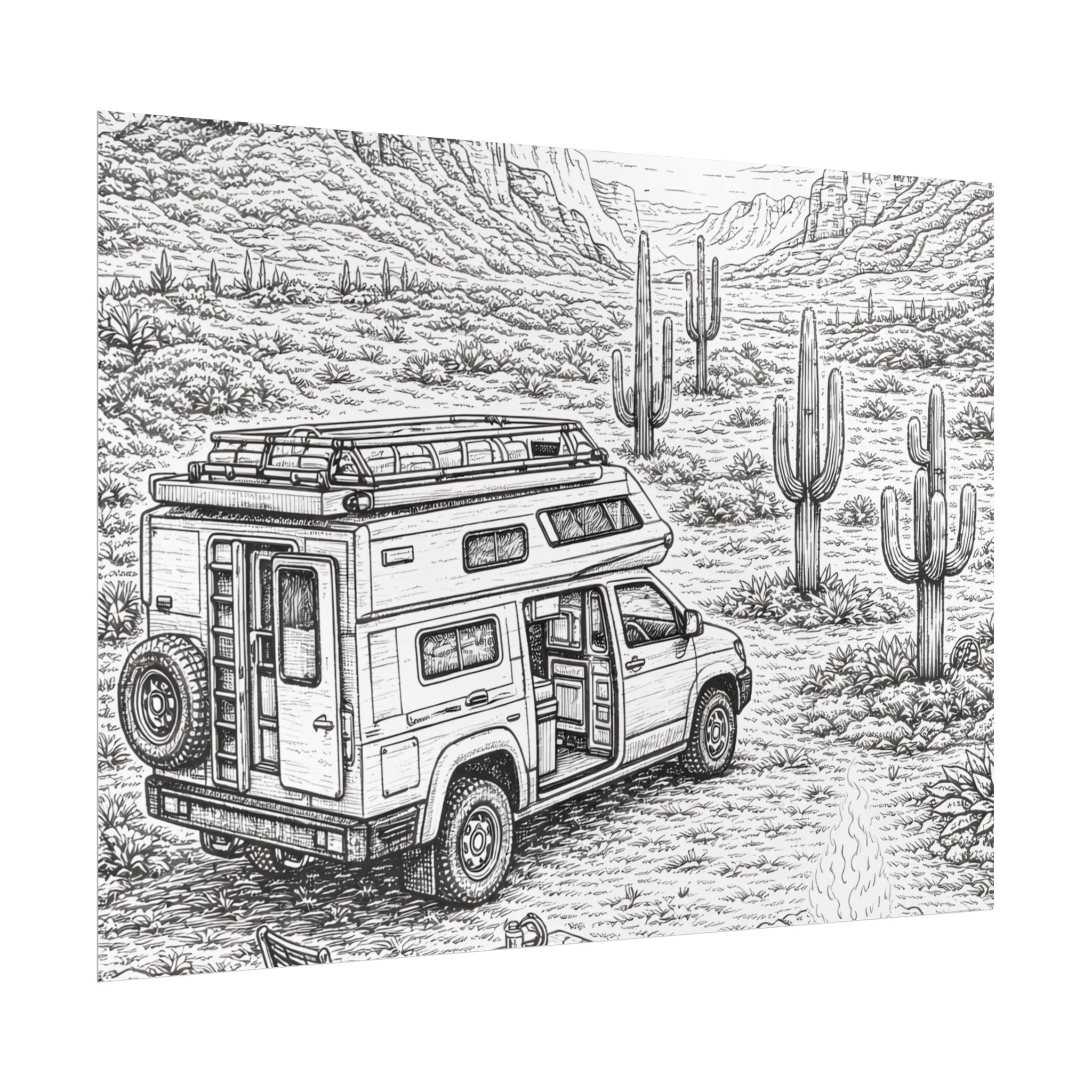 Campervan Poster — Vintage RV Camping Landscape Wall Art