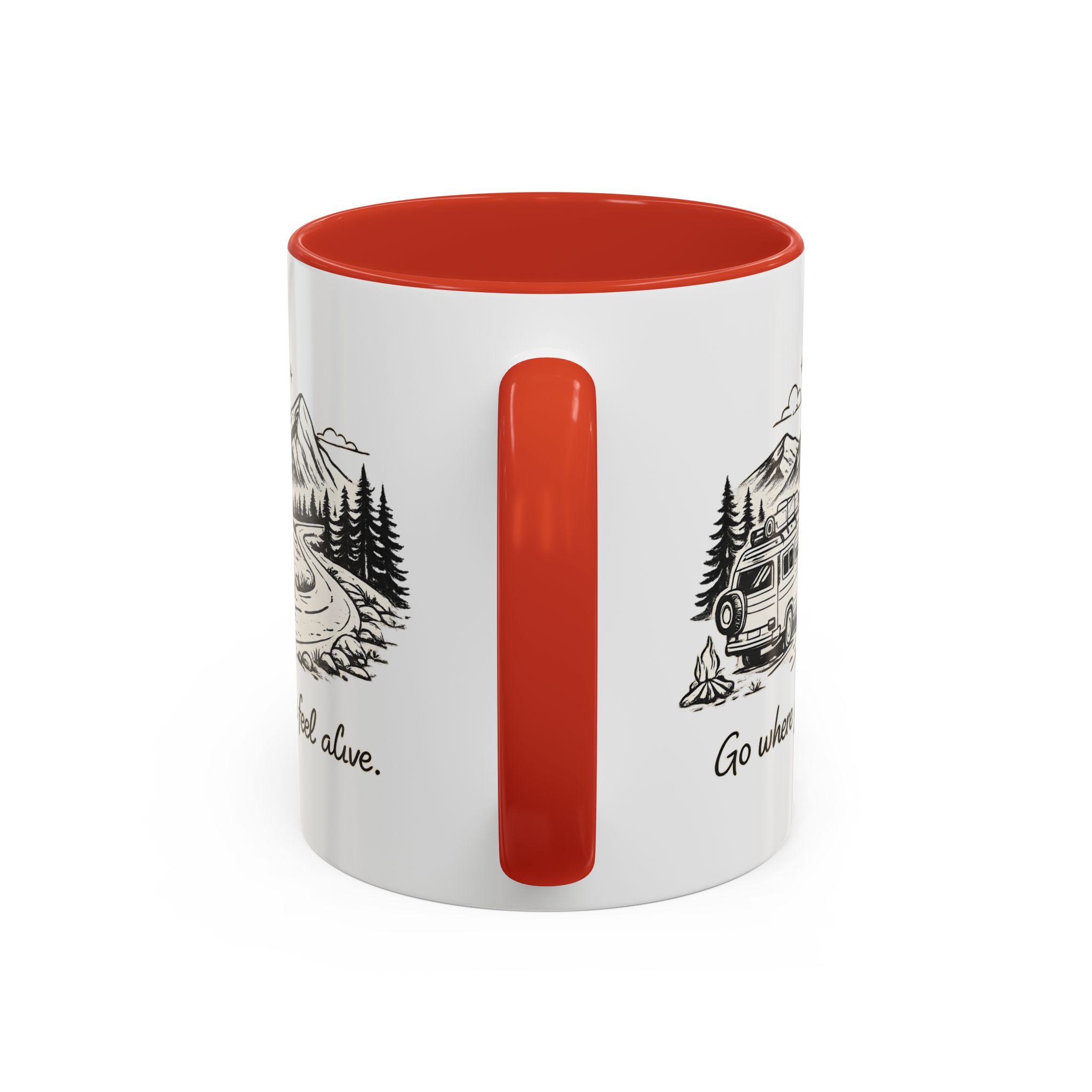 Accent Coffee Mug (11, 15oz) — "Go Where You Feel Alive" Design Minimal-Line