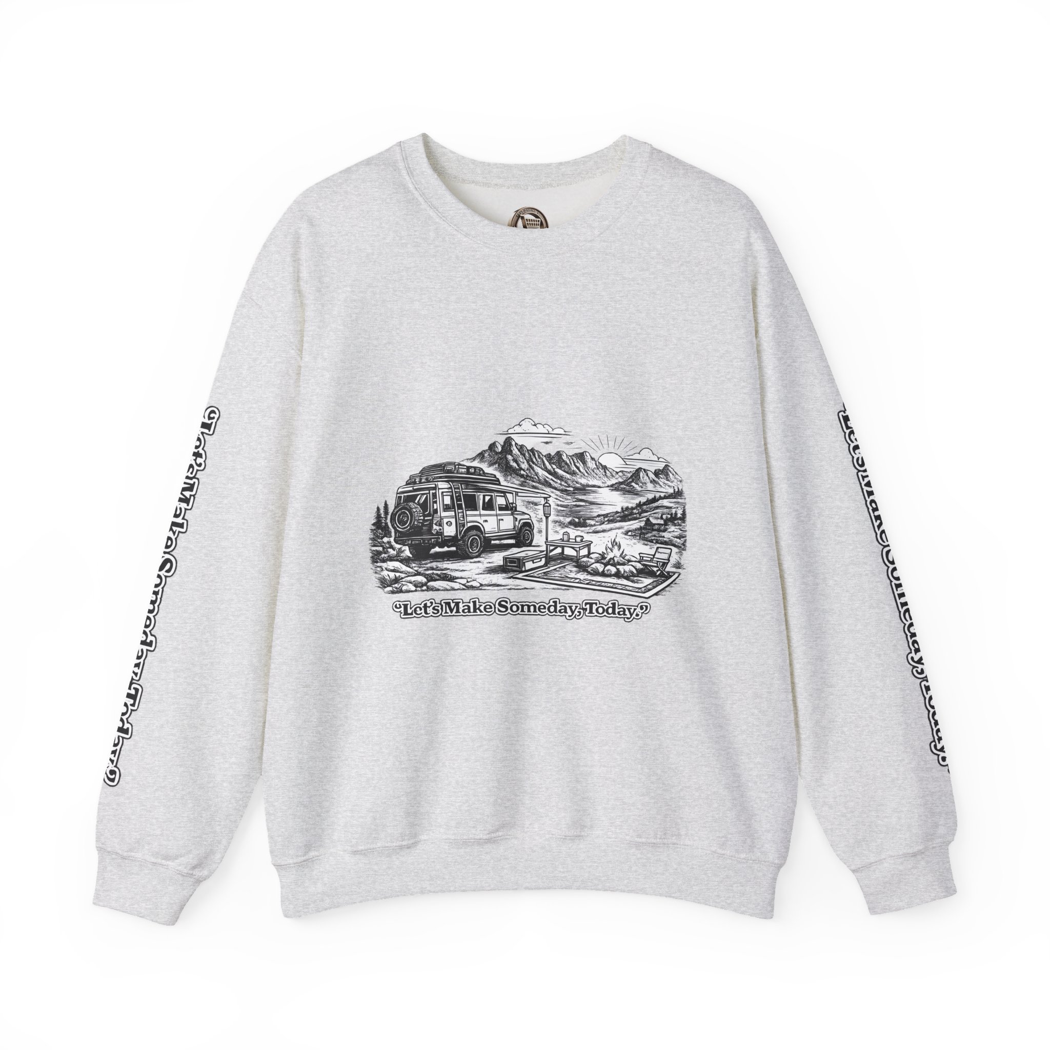 Unisex Heavy Blend™ Crewneck Sweatshirt — "Lets make Someday, Today?" Design Minimal-Line