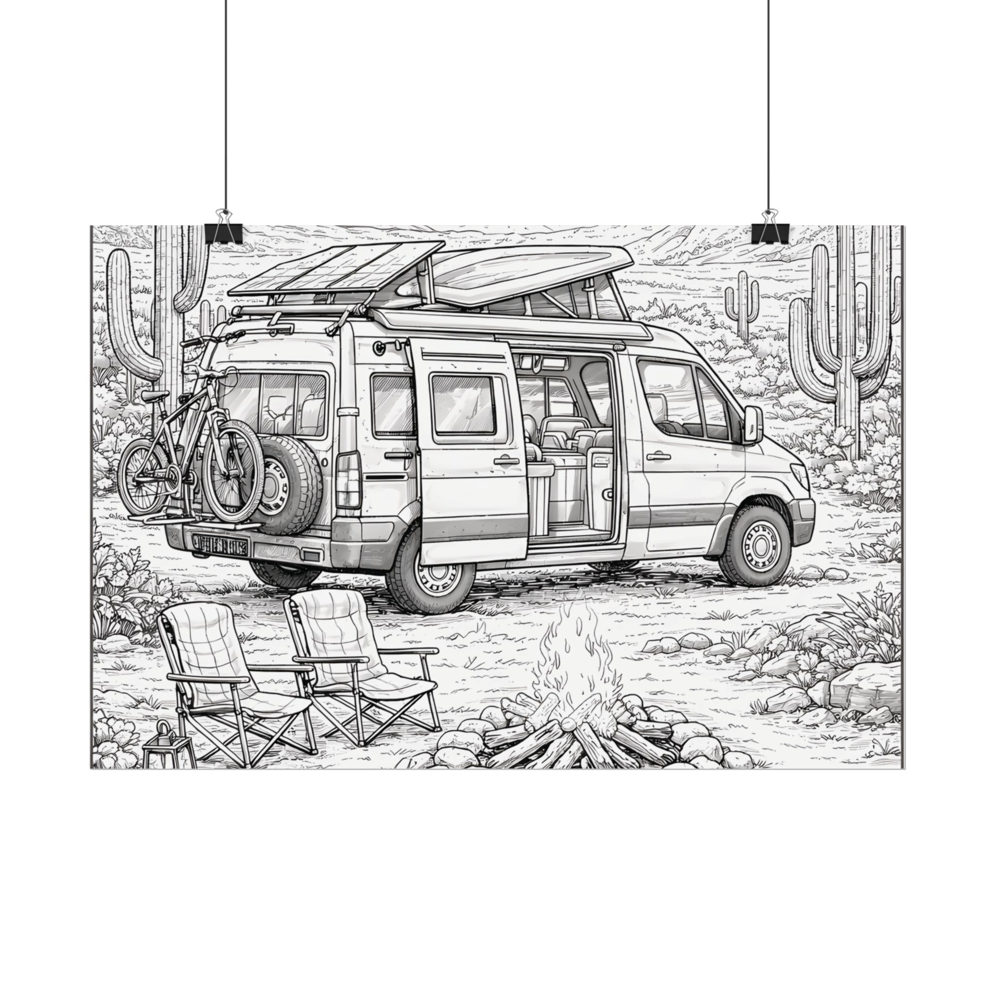 Campervan Poster — Vintage RV Camping Landscape Wall Art