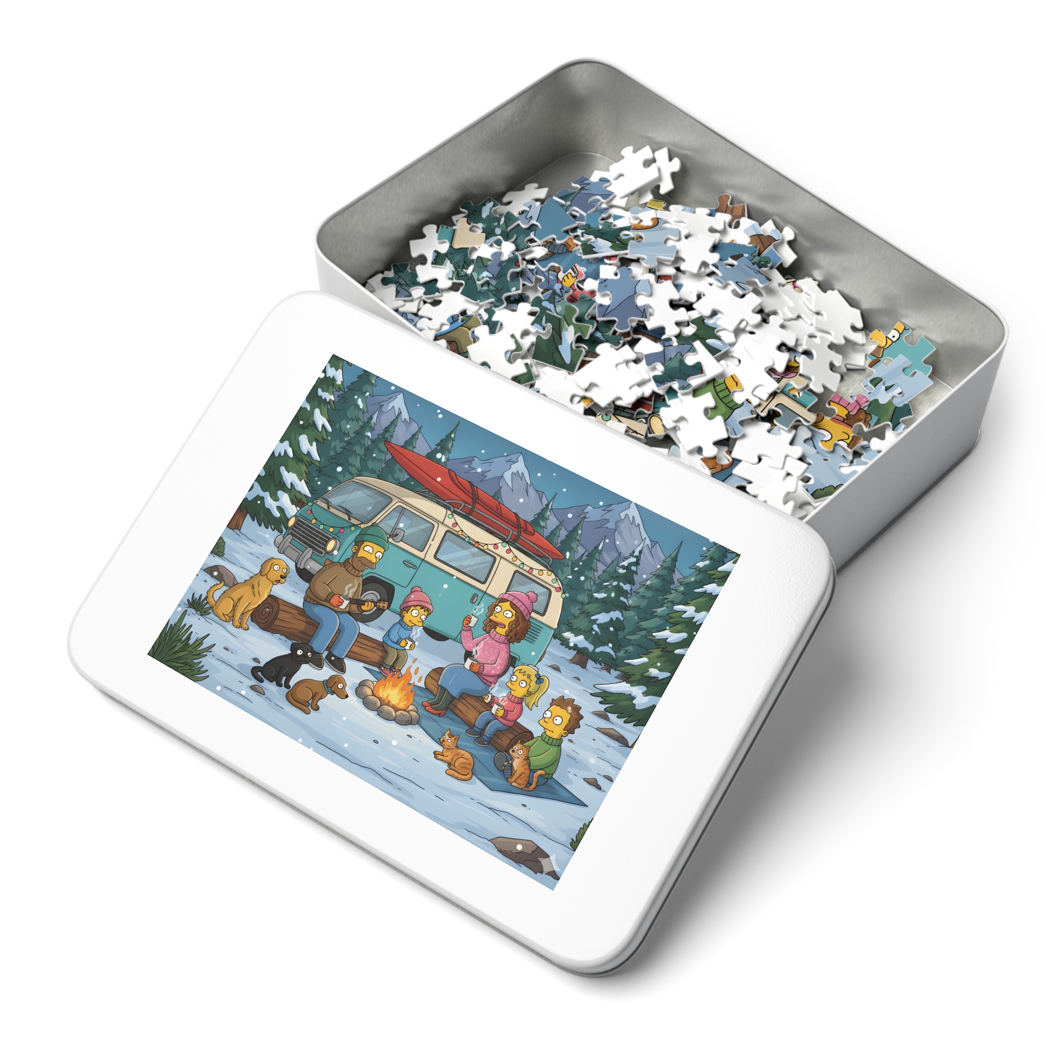 Jigsaw Puzzle with Tin — Scenic Jigsaw for Cozy Holidays