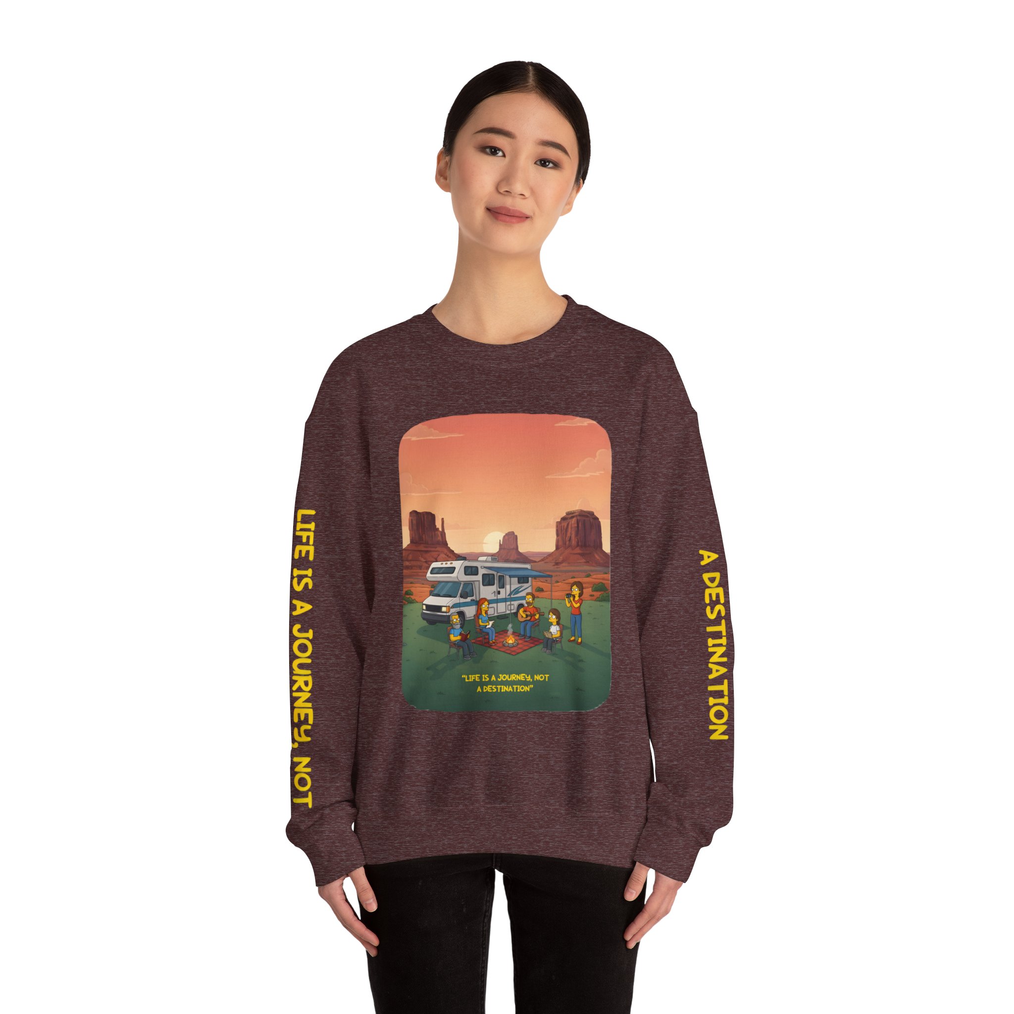 Unisex Heavy Blend™ Crewneck Sweatshirt — "Life Is A Journey-Not A Destination" Design Sitcom-Line