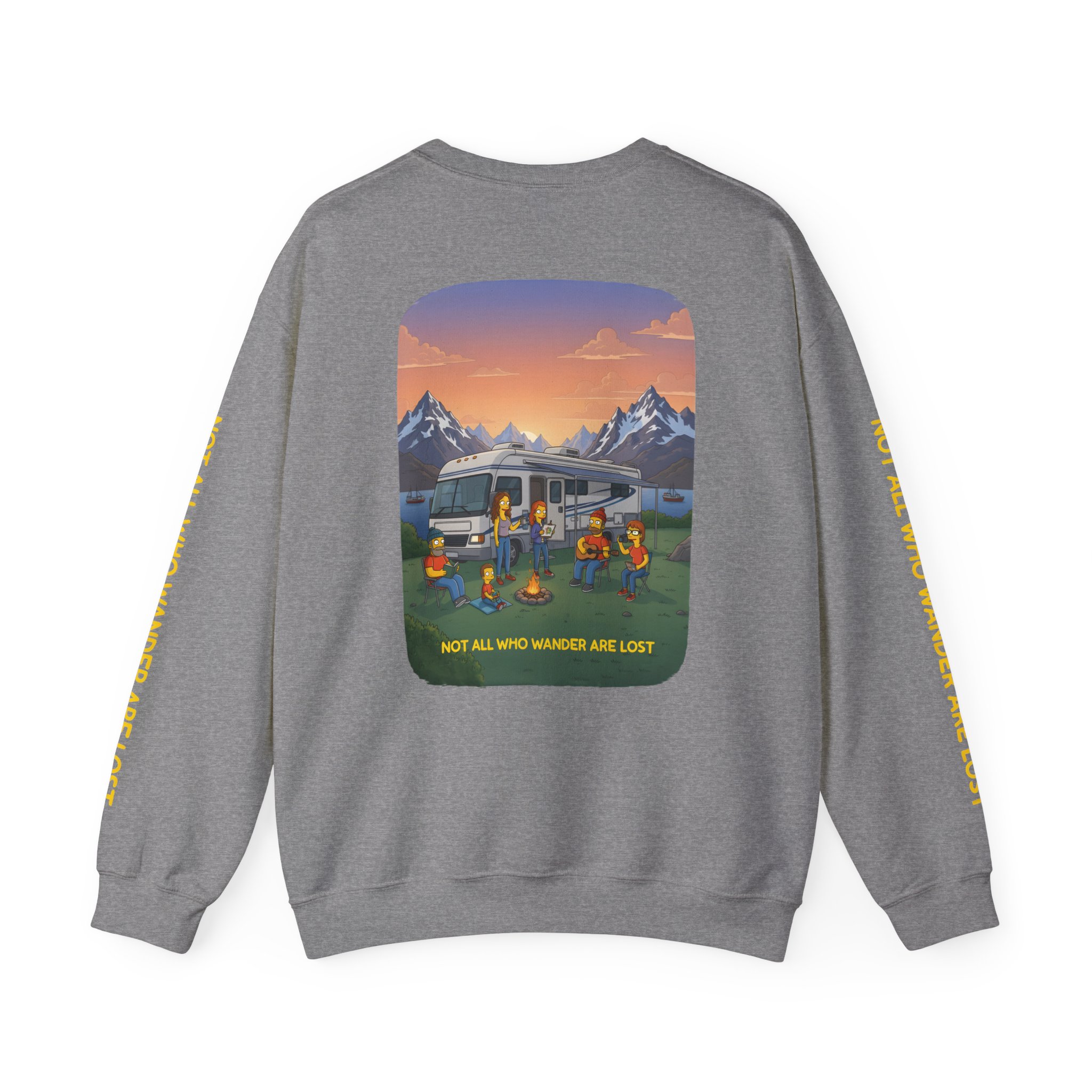 Unisex Heavy Blend™ Crewneck Sweatshirt — "Not All Who Wander Are Lost" Design Sitcom-Line