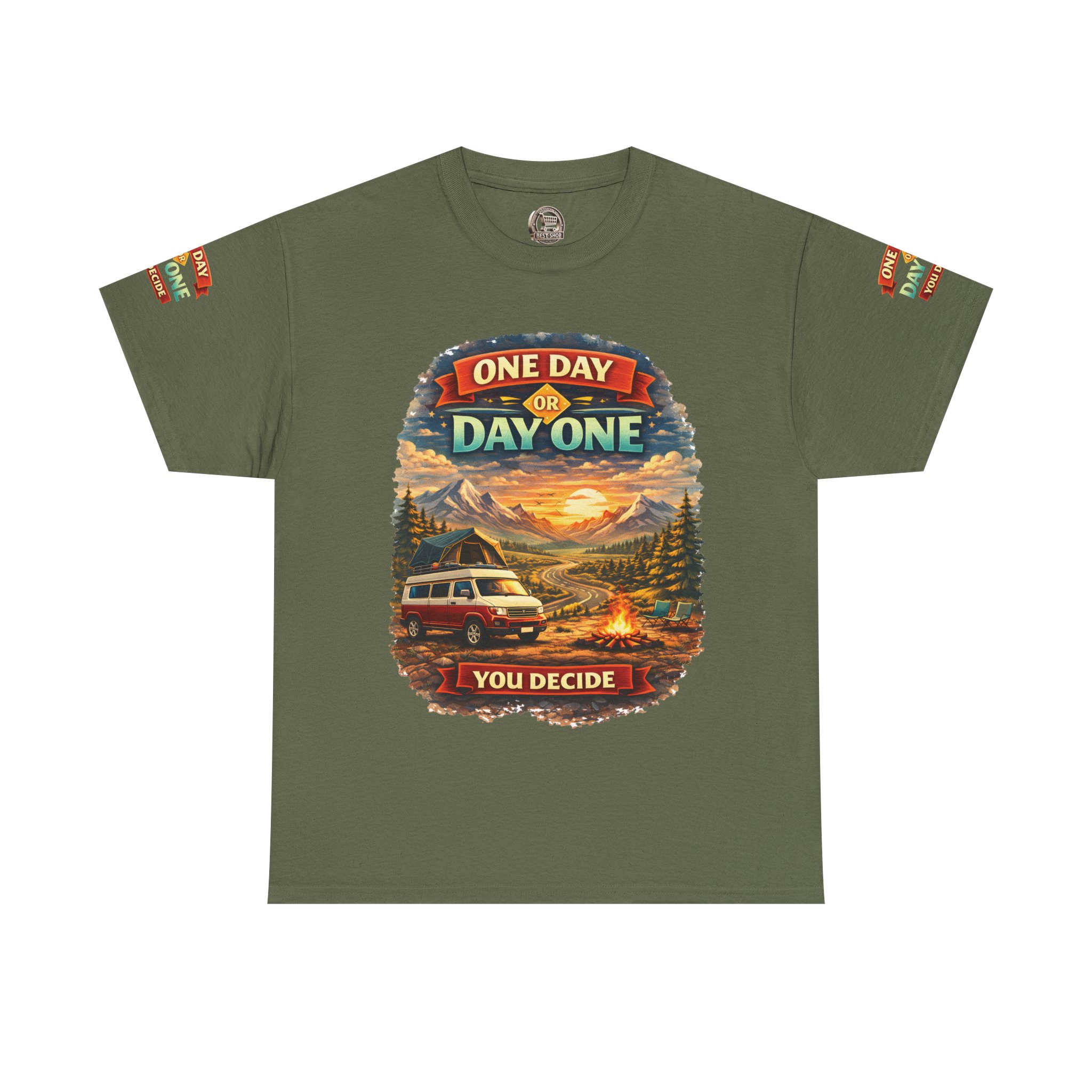3561858071203305177_2048.jpeg Unisex Heavy Cotton Tee — "One Day Or Day One" Design Scenic-Line
