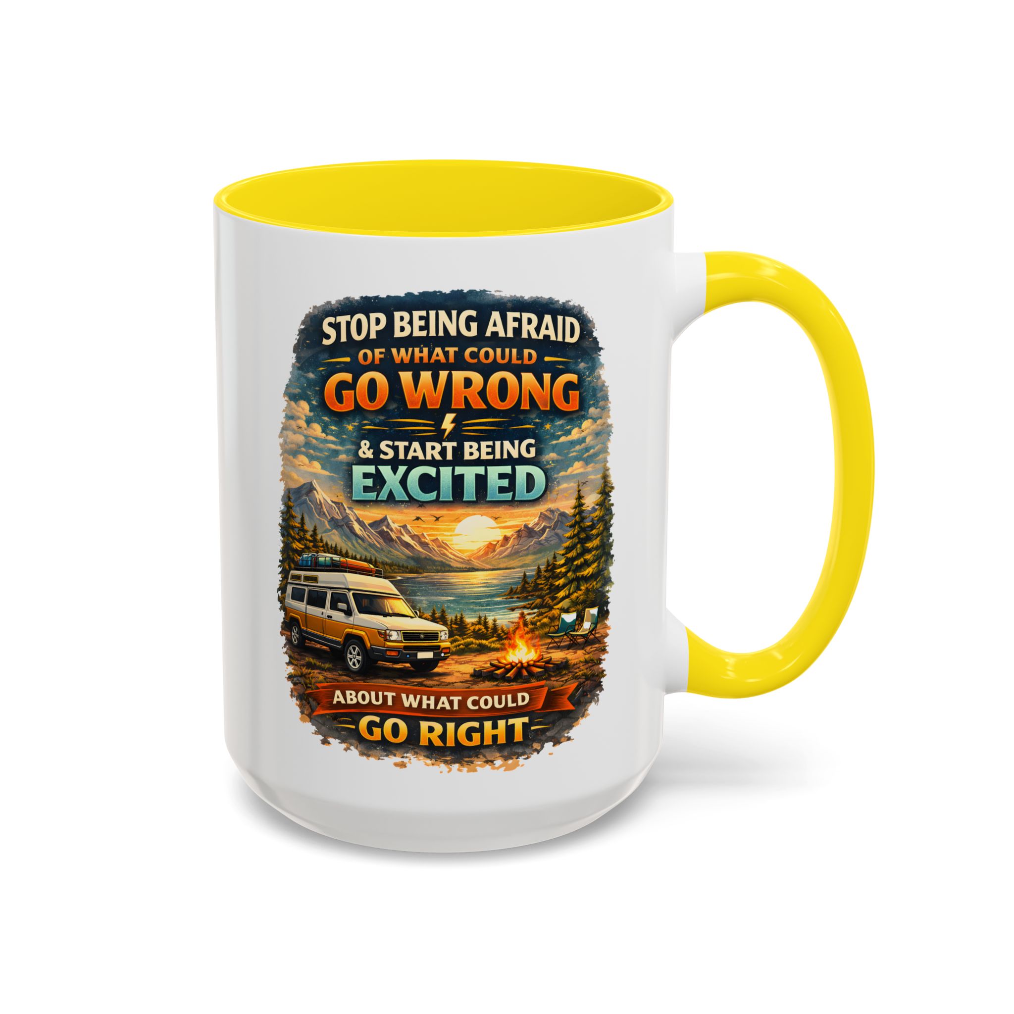 Accent Coffee Mug (11, 15oz) — "Stop Being Afraid Of What Could Go Wrong" Design Scenic-Line