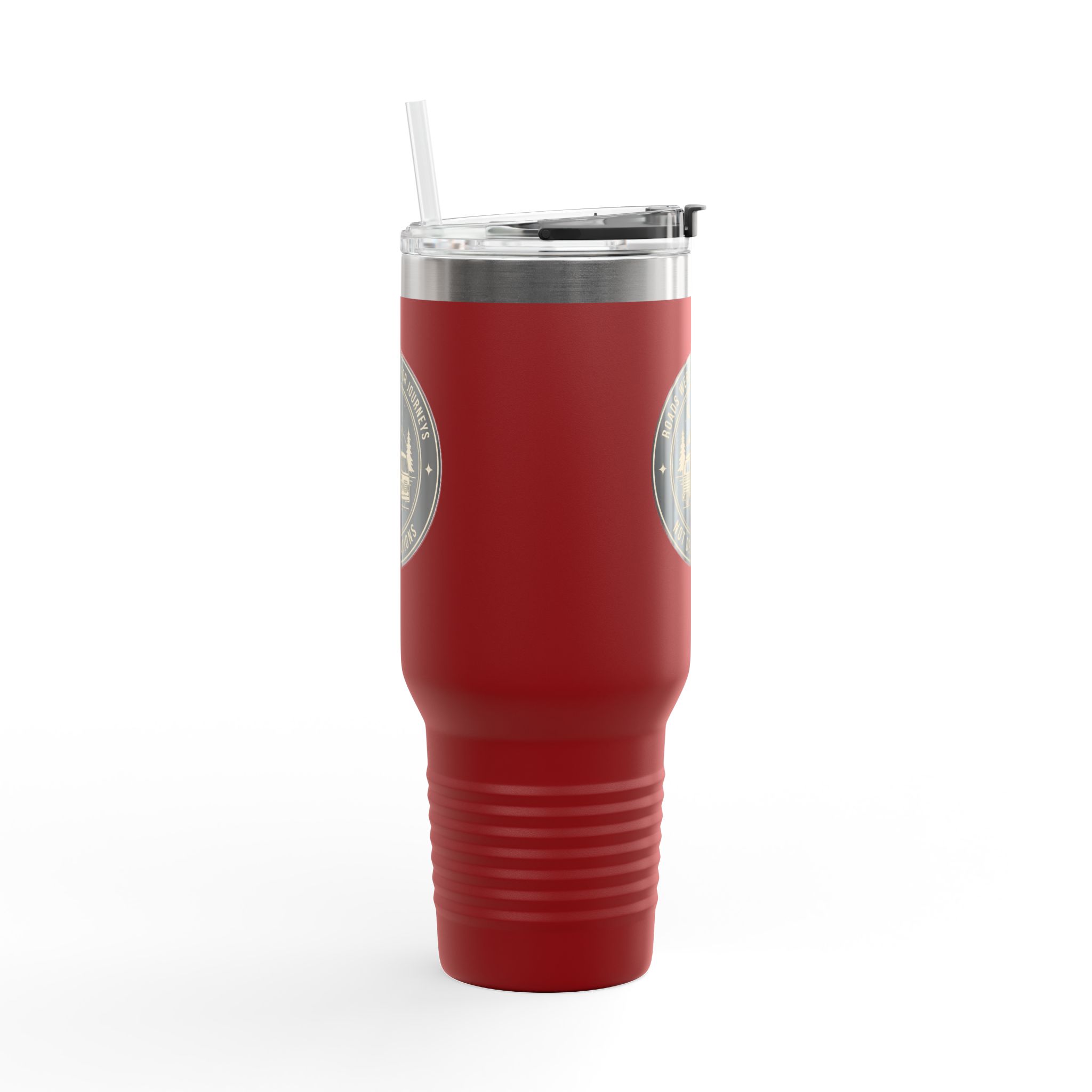 Insulated Travel Mug -'ROAD WHERE MADE FOR JOURNEYS-NOT DESTINATIONS' (40oz ) – Retro Camper Design, Keep Drinks Hot or Cold