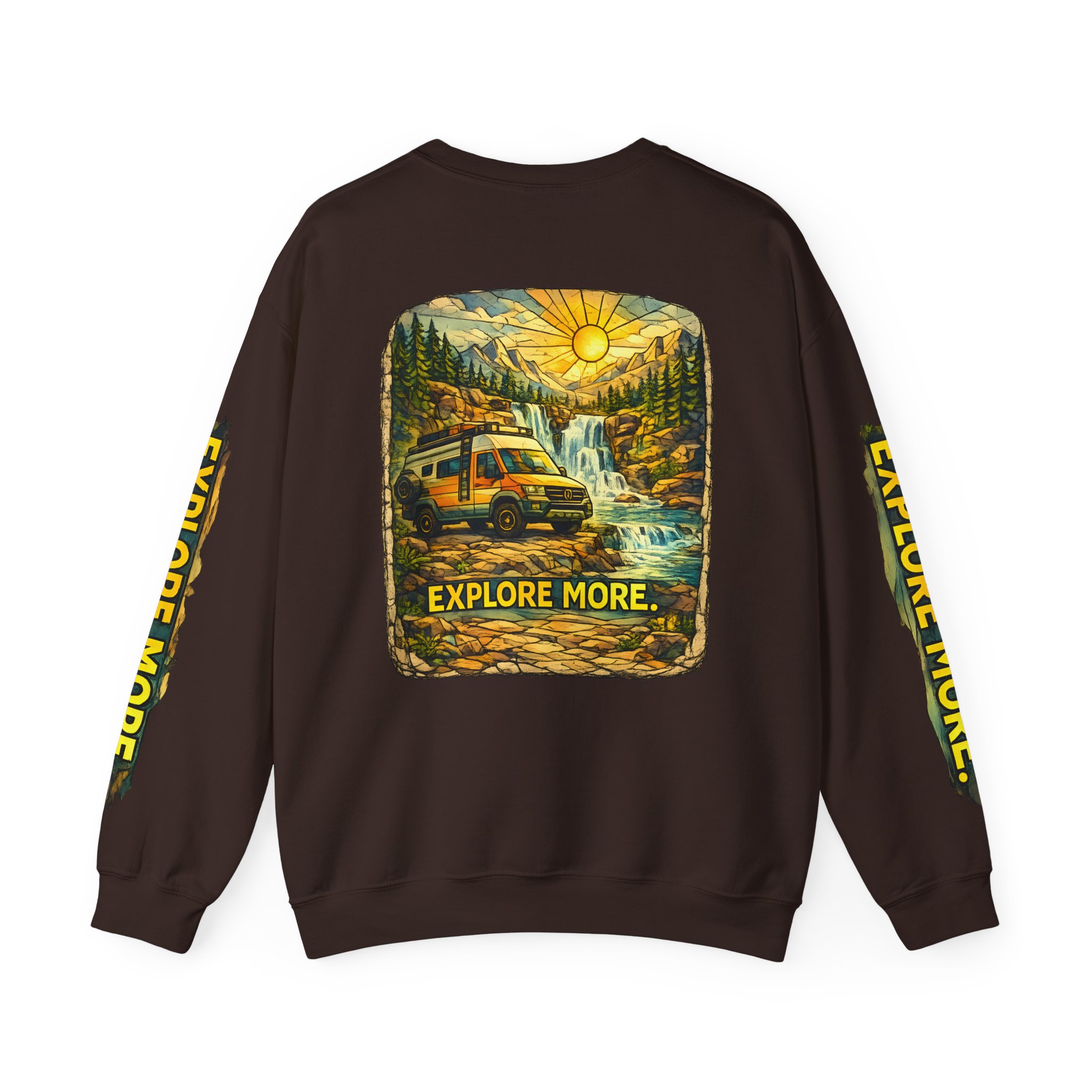 Unisex Heavy Blend™ Crewneck Sweatshirt — "Explore More" Design Cubic-Line