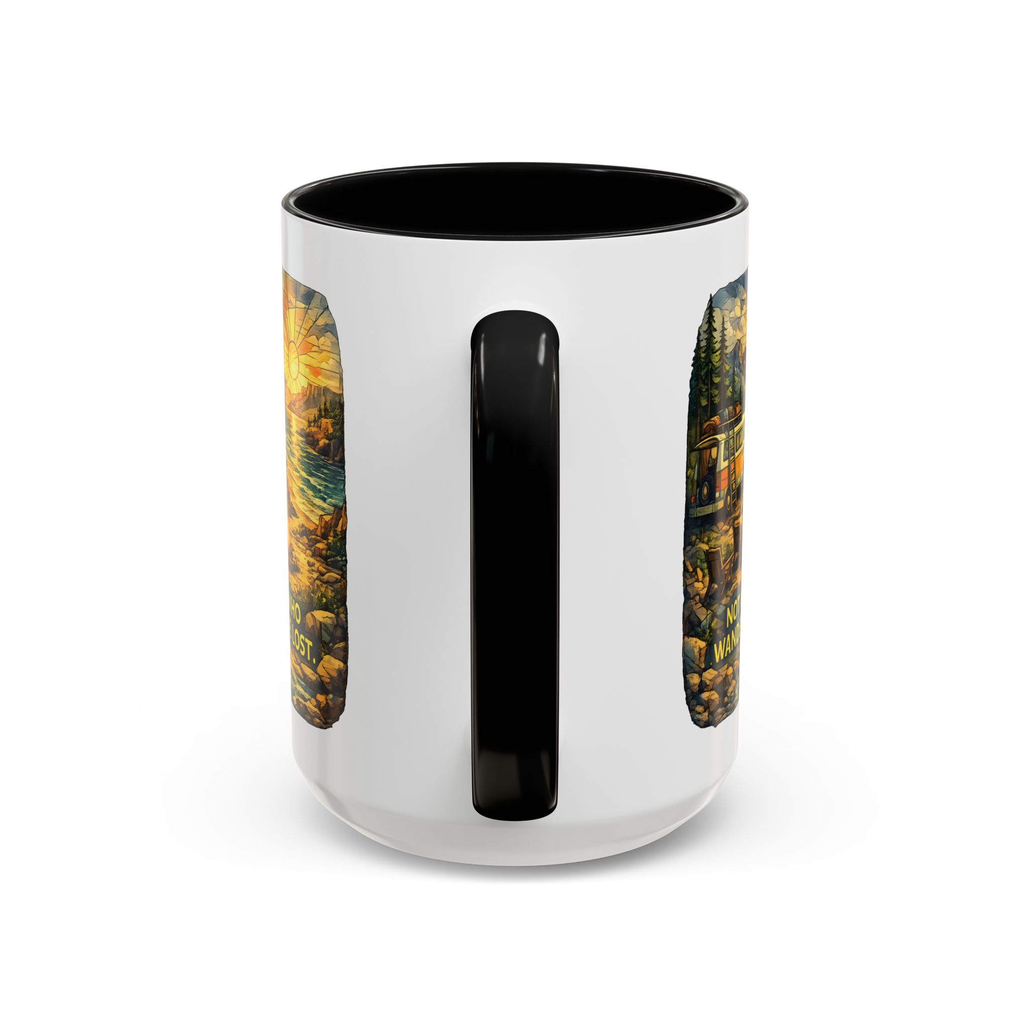 3573486535096653070_2048.jpeg Accent Coffee Mug (11, 15oz) — "Not All Who Wander Are Lost" Design Cubic-Line
