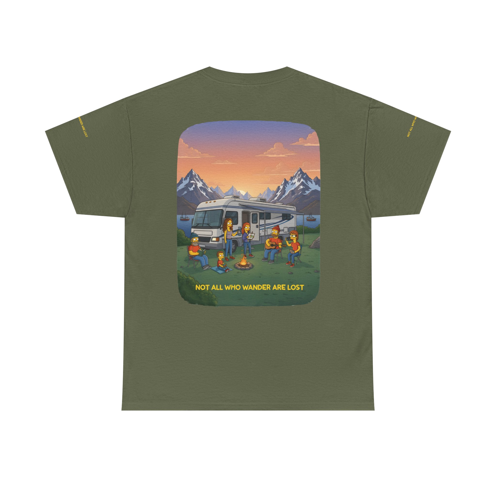 Unisex Heavy Cotton Tee — "Not All Who Wander Are Lost" Design Sitcom-Line