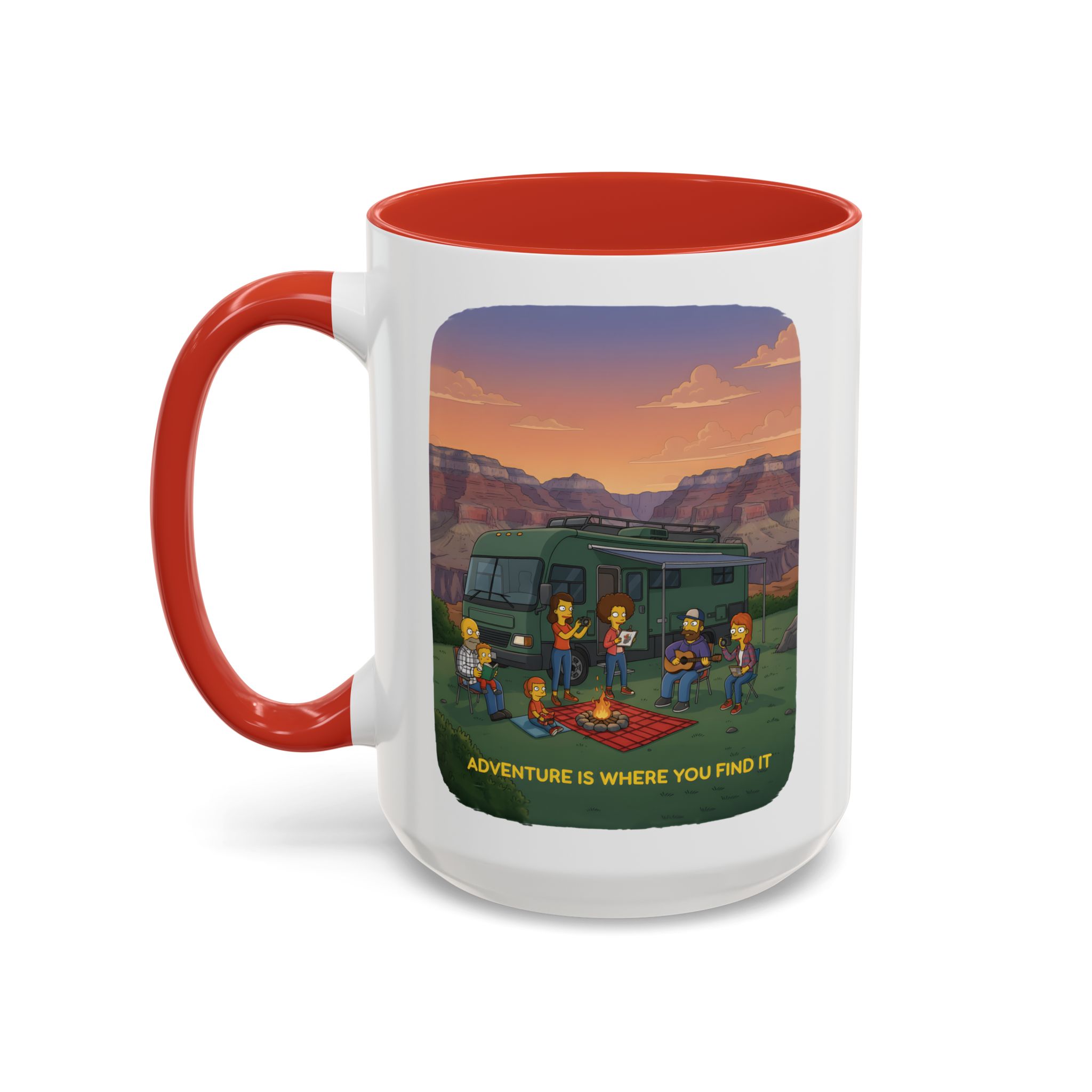 Accent Coffee Mug (11, 15oz) — "Adventure Is Where You Find It" Design Sitcom-Line