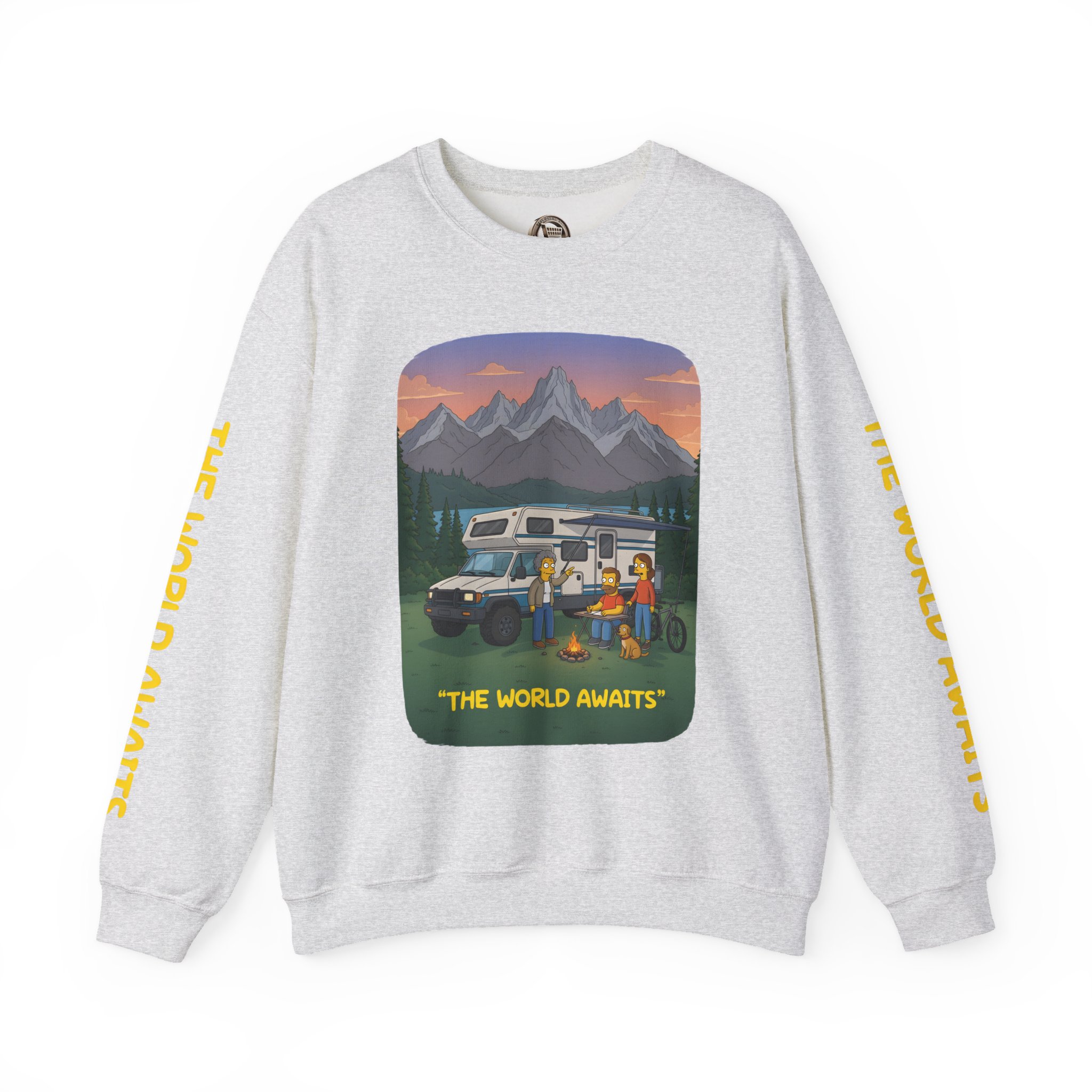 Unisex Heavy Blend™ Crewneck Sweatshirt — "The World Awaits" Design Sitcom-Line