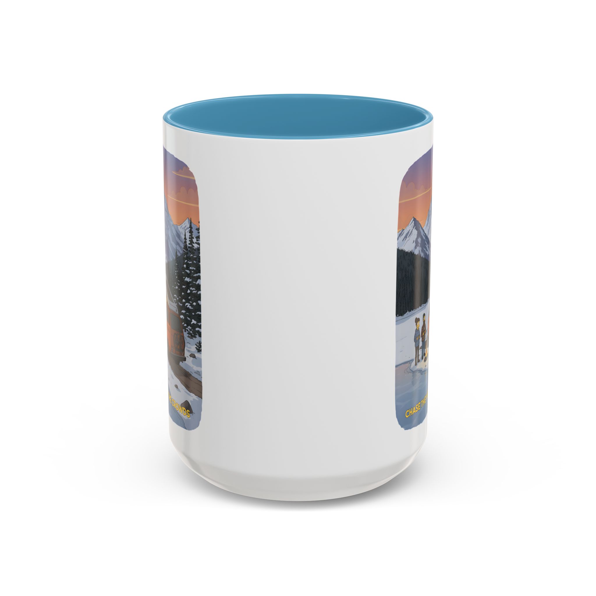 Accent Coffee Mug (11, 15oz) — "Chase The Views-Not The Crowds"" Design Sitcom-Line