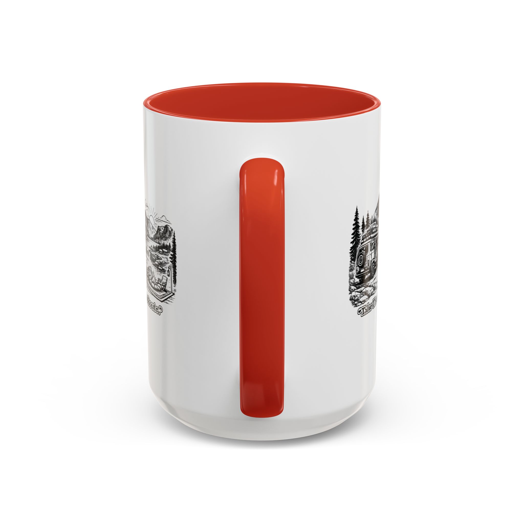 Accent Coffee Mug (11, 15oz) — "Take The Scenic Route" Design Minimal-Line