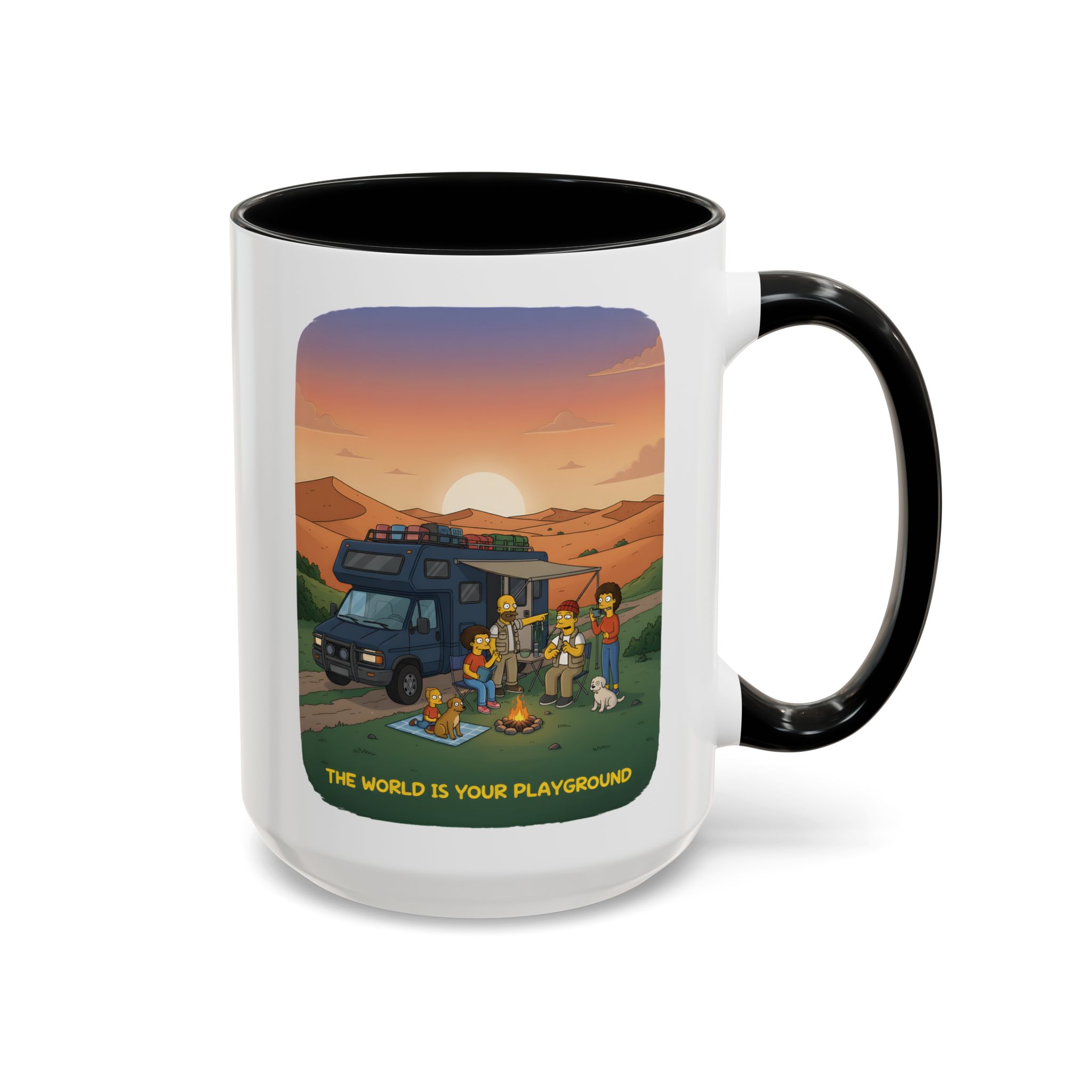 Accent Coffee Mug (11, 15oz) — "The World Is Your playground" Design Sitcom-Line