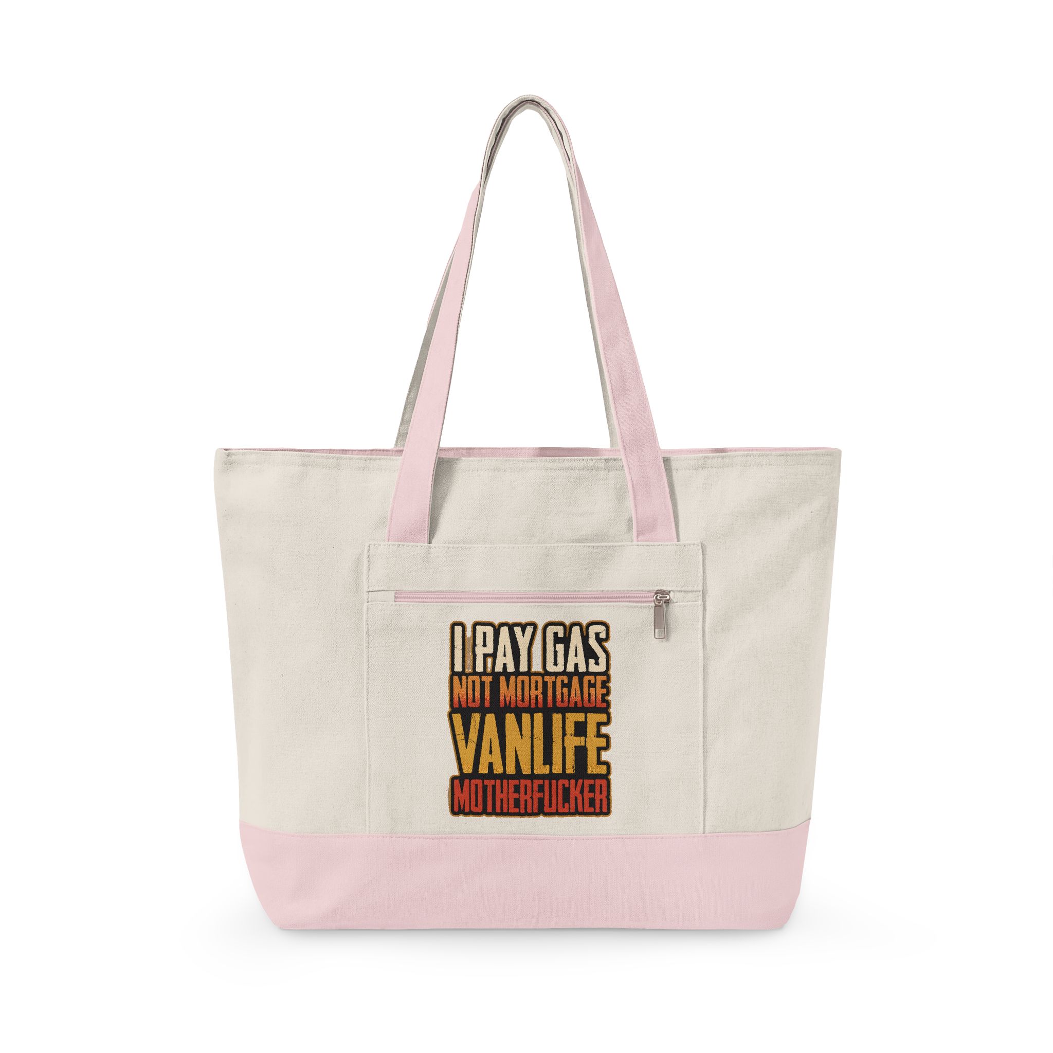 Zippered Canvas Tote — "I Pay Gas Not Mortgage" (Design F**K-Line)