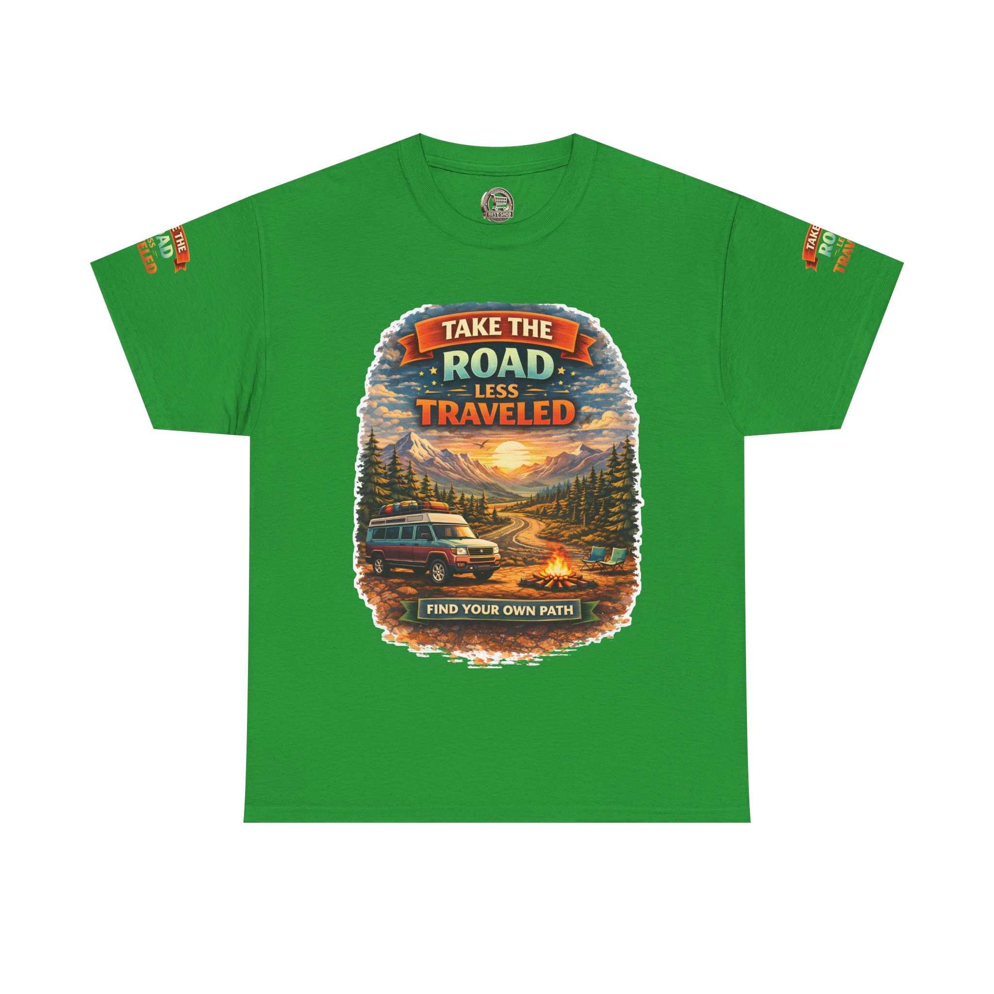 Unisex Heavy Cotton Tee — "Take The Road Less Traveled" Design Scenic-Line