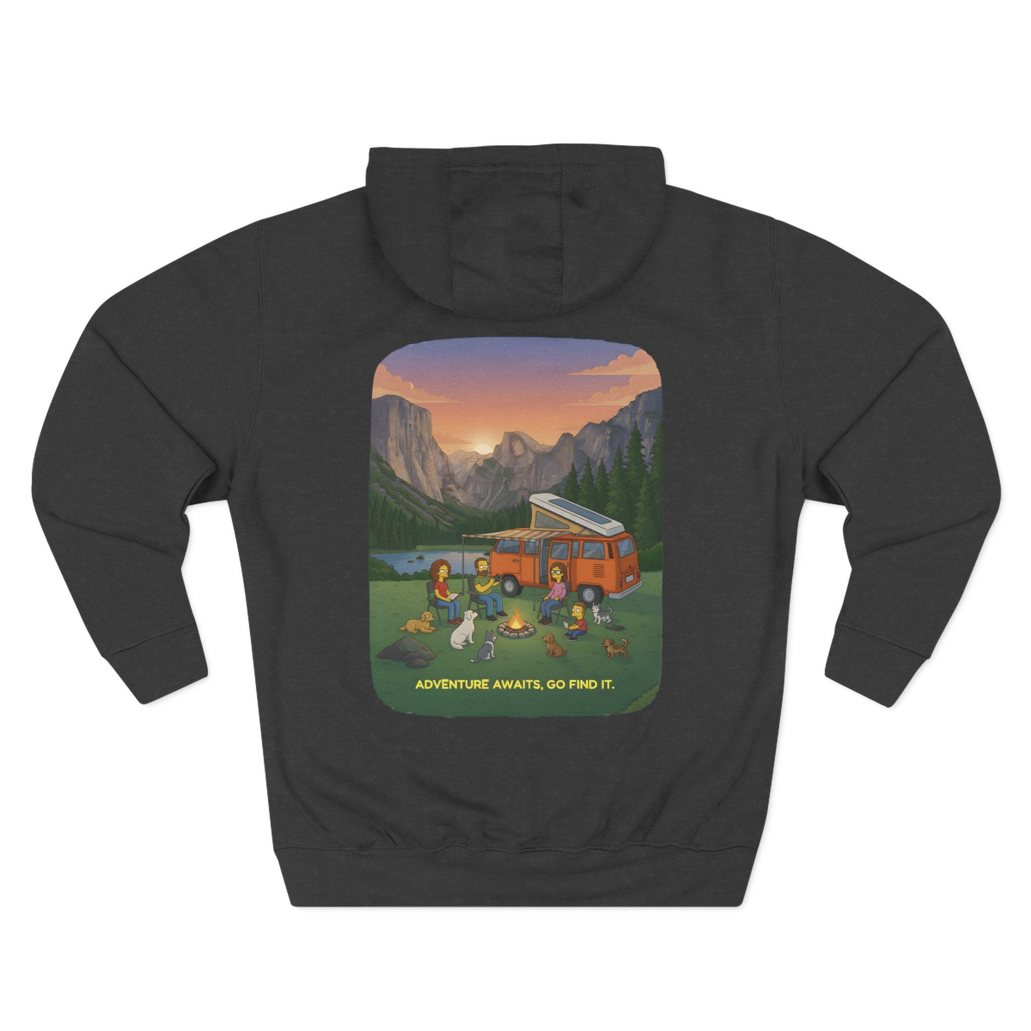Three-Panel Fleece Hoodie - "Adventure Awaits-Go Find It"" Design Sitcom-Line